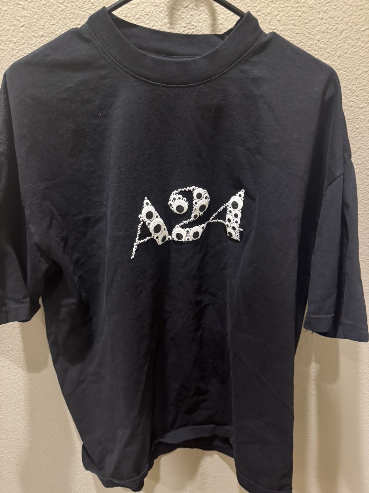A24 A24 Black Googly Eye Puff Print Logo Tee | Grailed