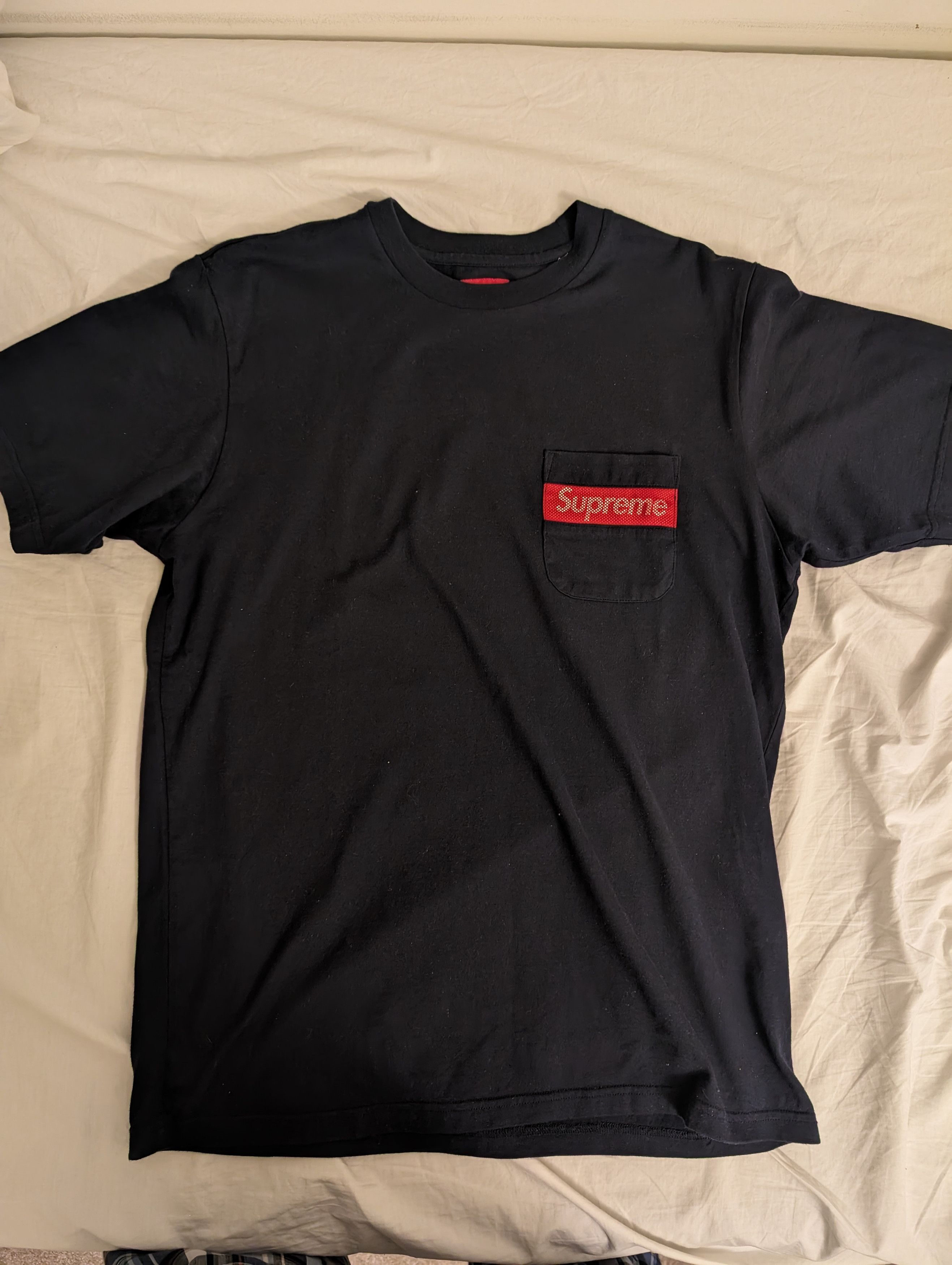 Supreme Supreme Mesh Stripe Pocket Tee Navy Medium | Grailed