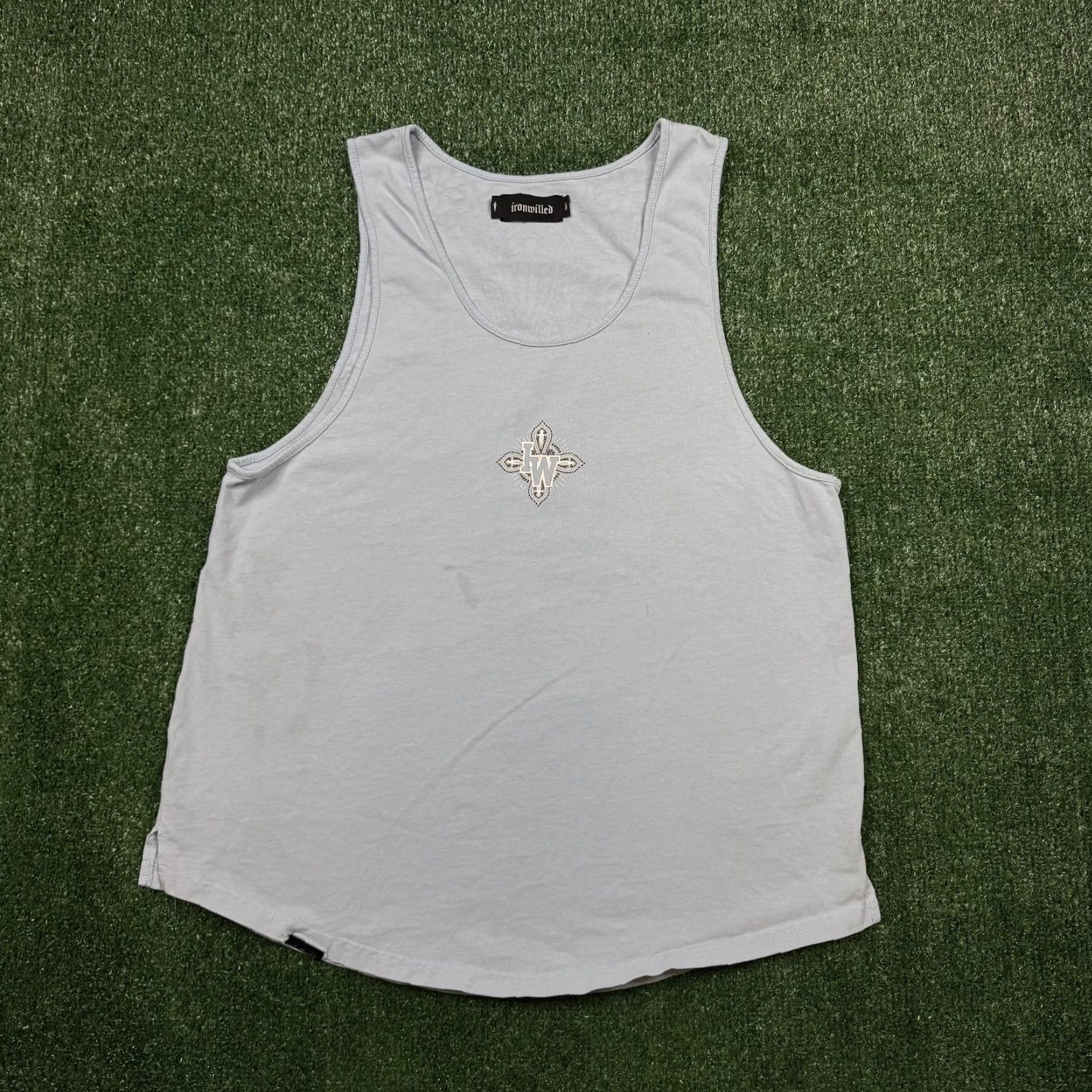 Vintage Iron Willed Tank Top Shirt Men M Blue Sleeveless Activewear Performance Crew Neck Jersey Cotton Graphic Print Sports Vintage No Size US M / EU 48-50 / 2 - 3 Thumbnail