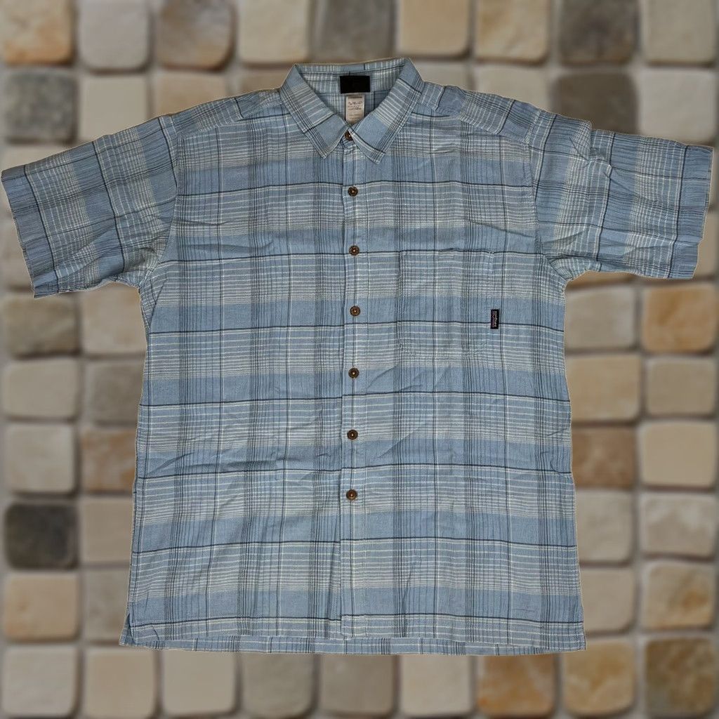 Patagonia Patagonia Shirt Short Sleeve Button-Up Organic Cotton Plaid sz L Blue Mens Size US L / EU 52-54 / 3 - 1 Thumbnail