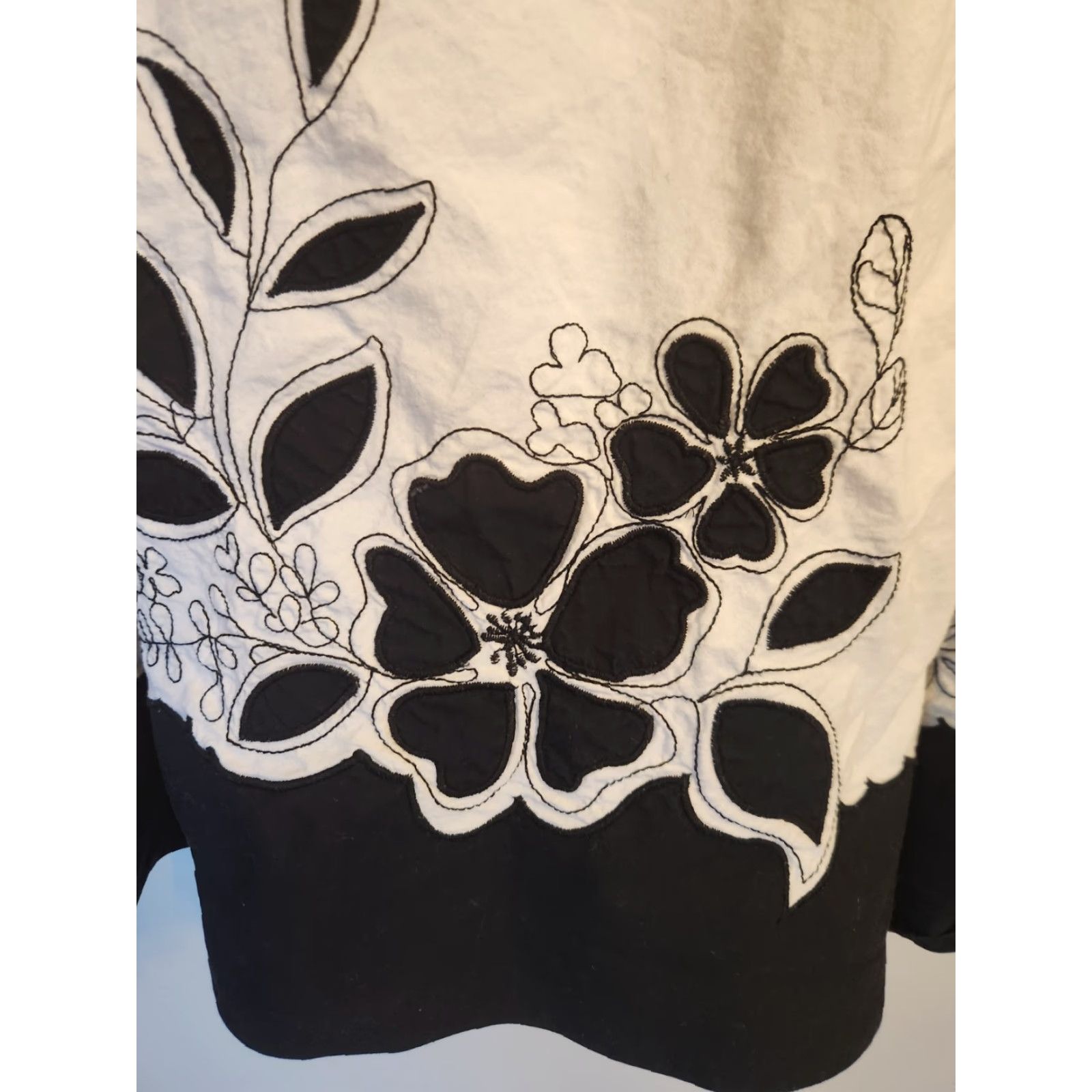 Vintage Chelsea Studio White Floral Embroidery A-Line Midi Skirt 30W Womens Plus Cotton Elastic Waist Midi Skirt Size 30" / US 8 / IT 44 - 3 Thumbnail