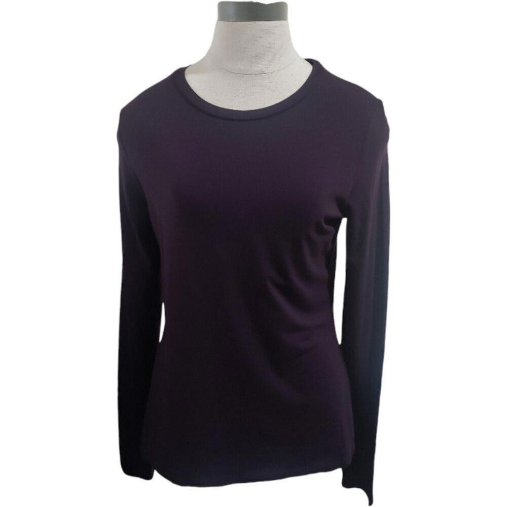 Designer CT1834 Adrienne Vittadini Long Sleeve Purple Tee M Size M / US 6-8 / IT 42-44 - 1 Thumbnail