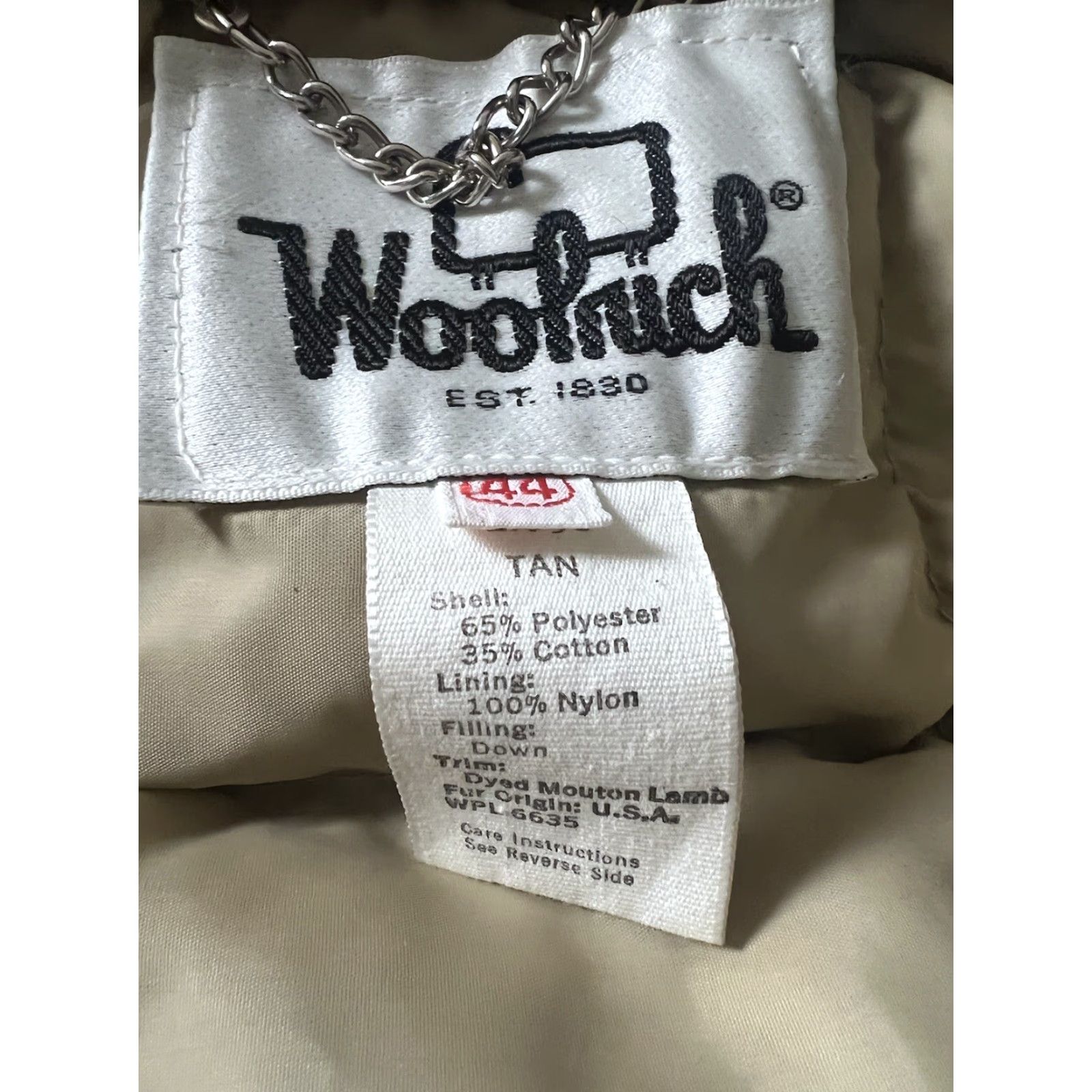 Vintage VINTAGE Woolrich Coat Mens Parka Down Insulated Lamb Belted Leather Buttons Wear 44 Beige Size US S / EU 44-46 / 1 - 7 Thumbnail