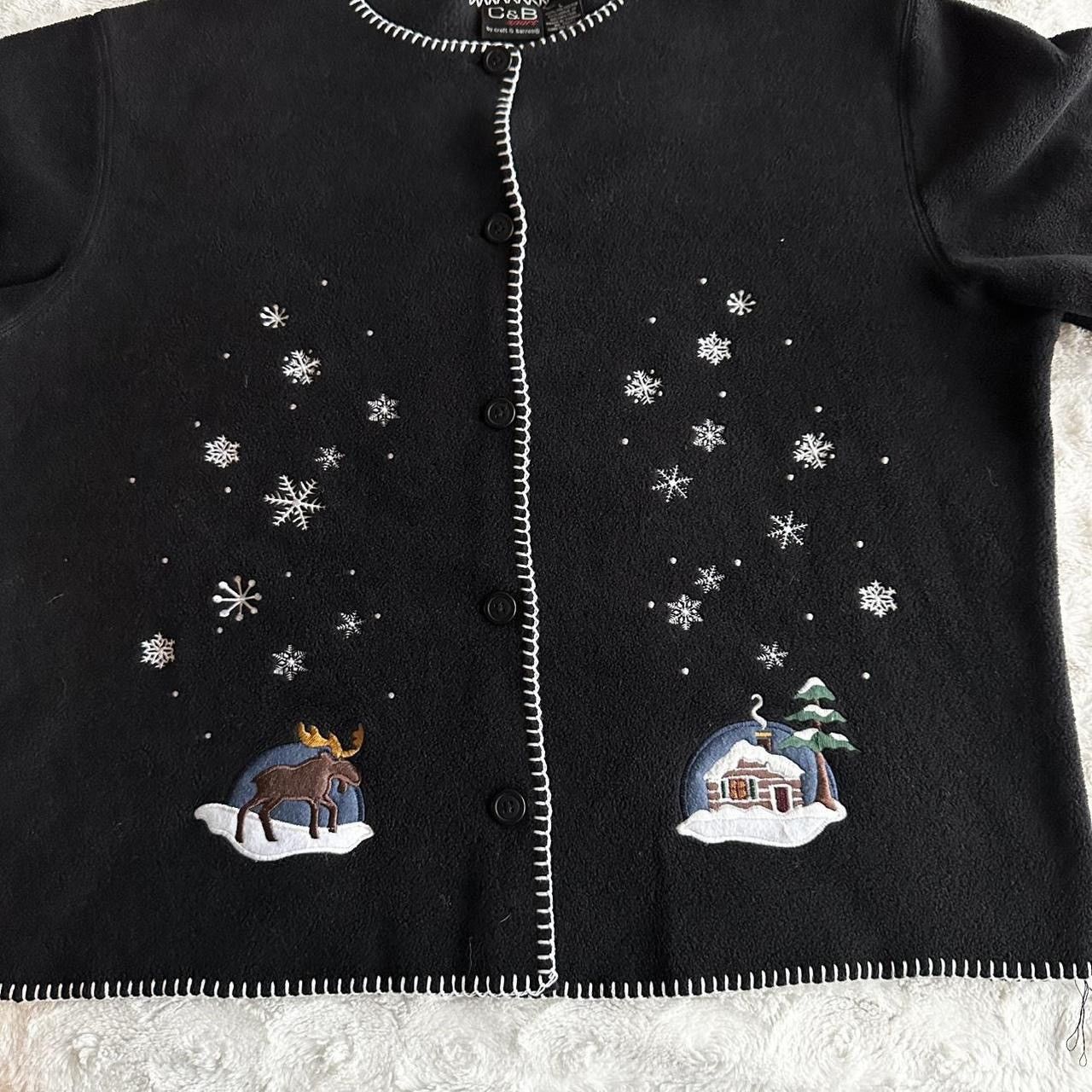 Other Vintage Moose Cardigan Sweater Womens L Black Snowflake Vtg Size L / US 10 / IT 46 - 4 Thumbnail