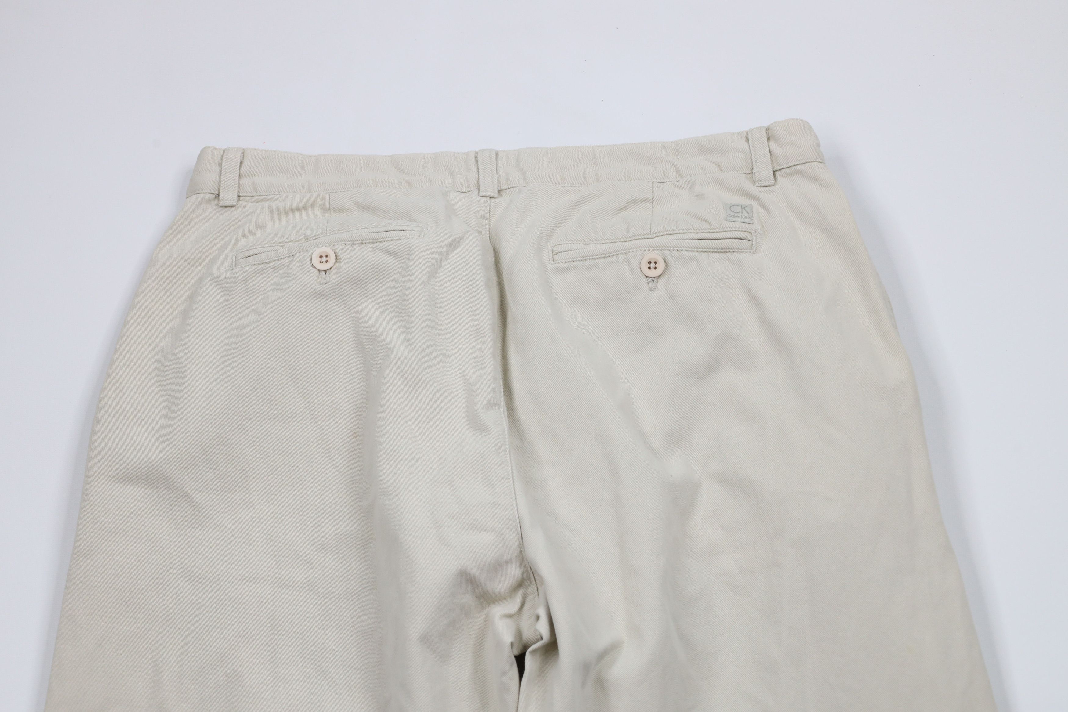 Calvin Klein × Vintage Vintage 90s Calvin Klein Spell Out Wide Leg Pants Beige Size US 34 / EU 50 - 11 Thumbnail