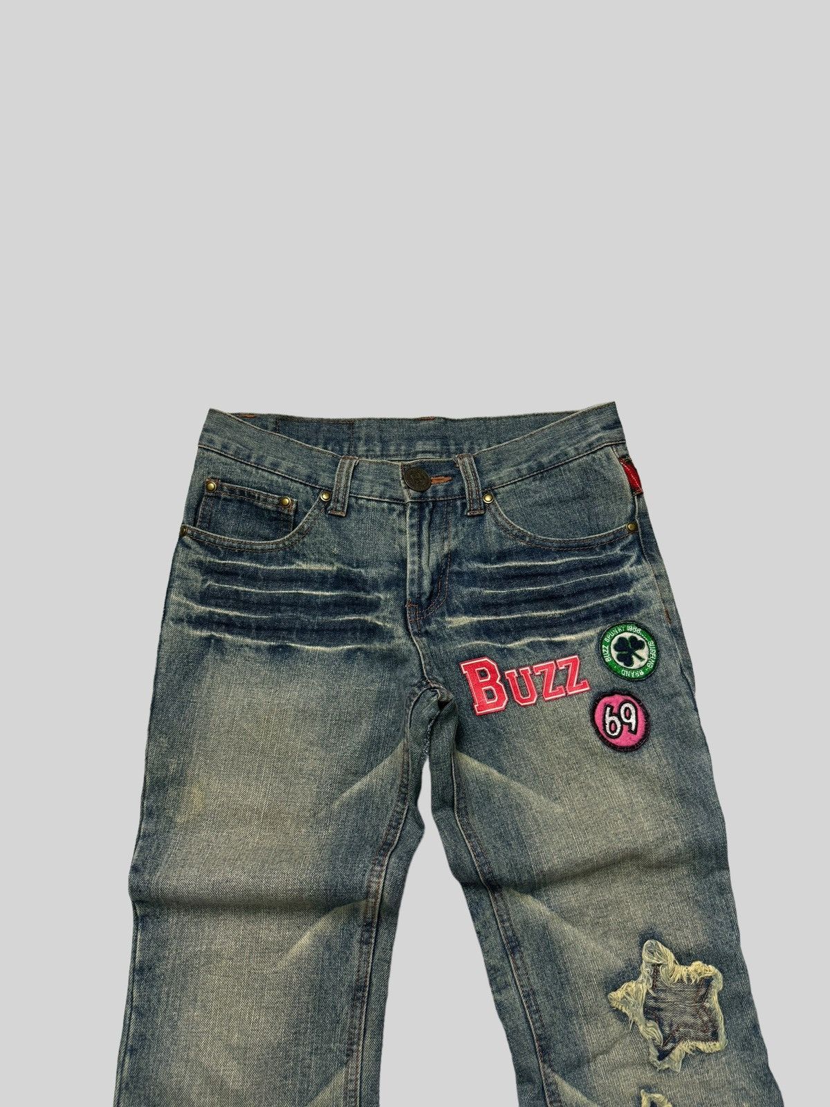 Hysteric Glamour Junya Watanabe Flared Patches Plaid Claw Mark Denim Jeans Size US 28 / EU 44 - 4 Thumbnail