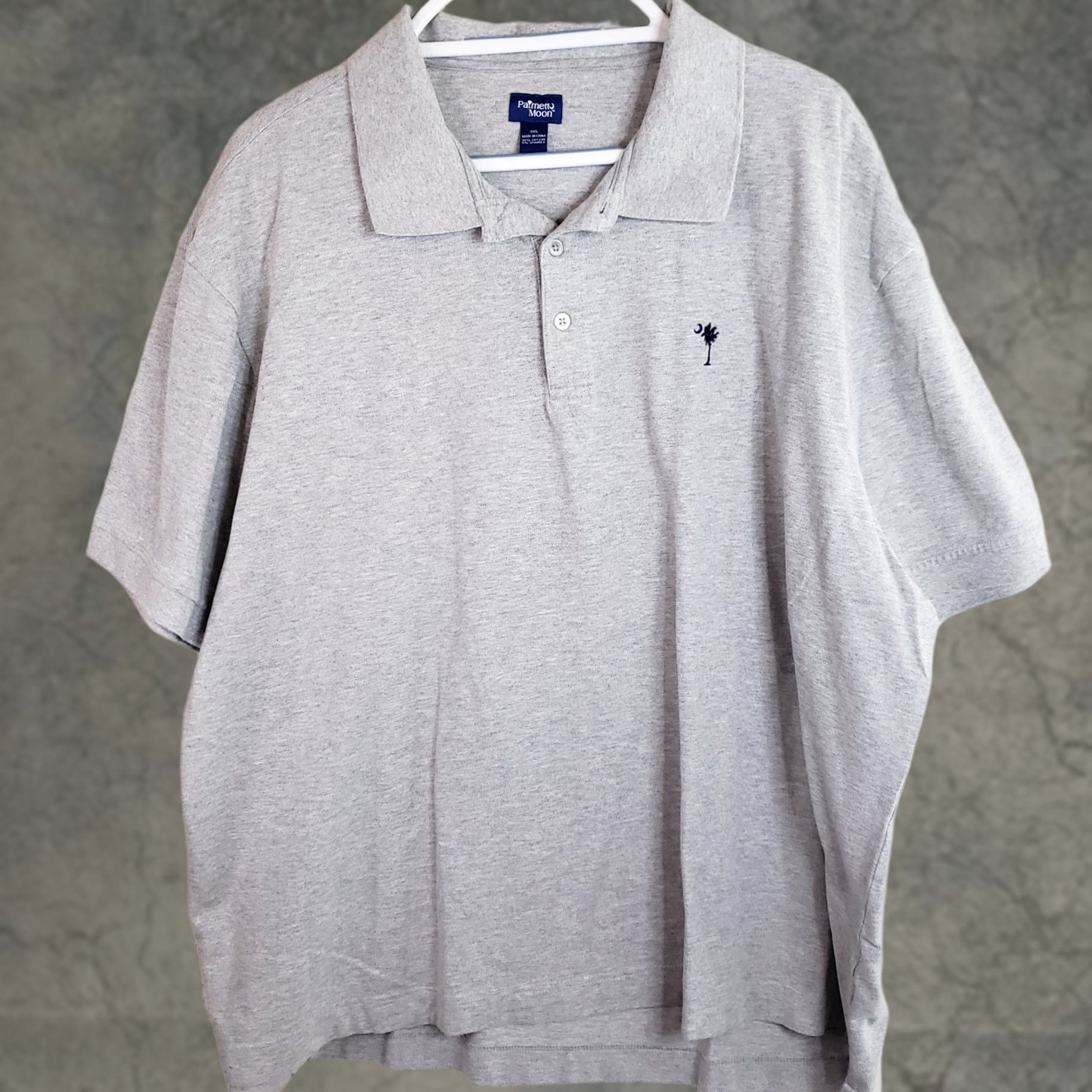 Vintage Palmetto Moon Men's 3XL Gray Polo Palmetto Tree SC Logo Embroidered Golf Shirt Size US XXL / EU 58 / 5 - 1 Thumbnail