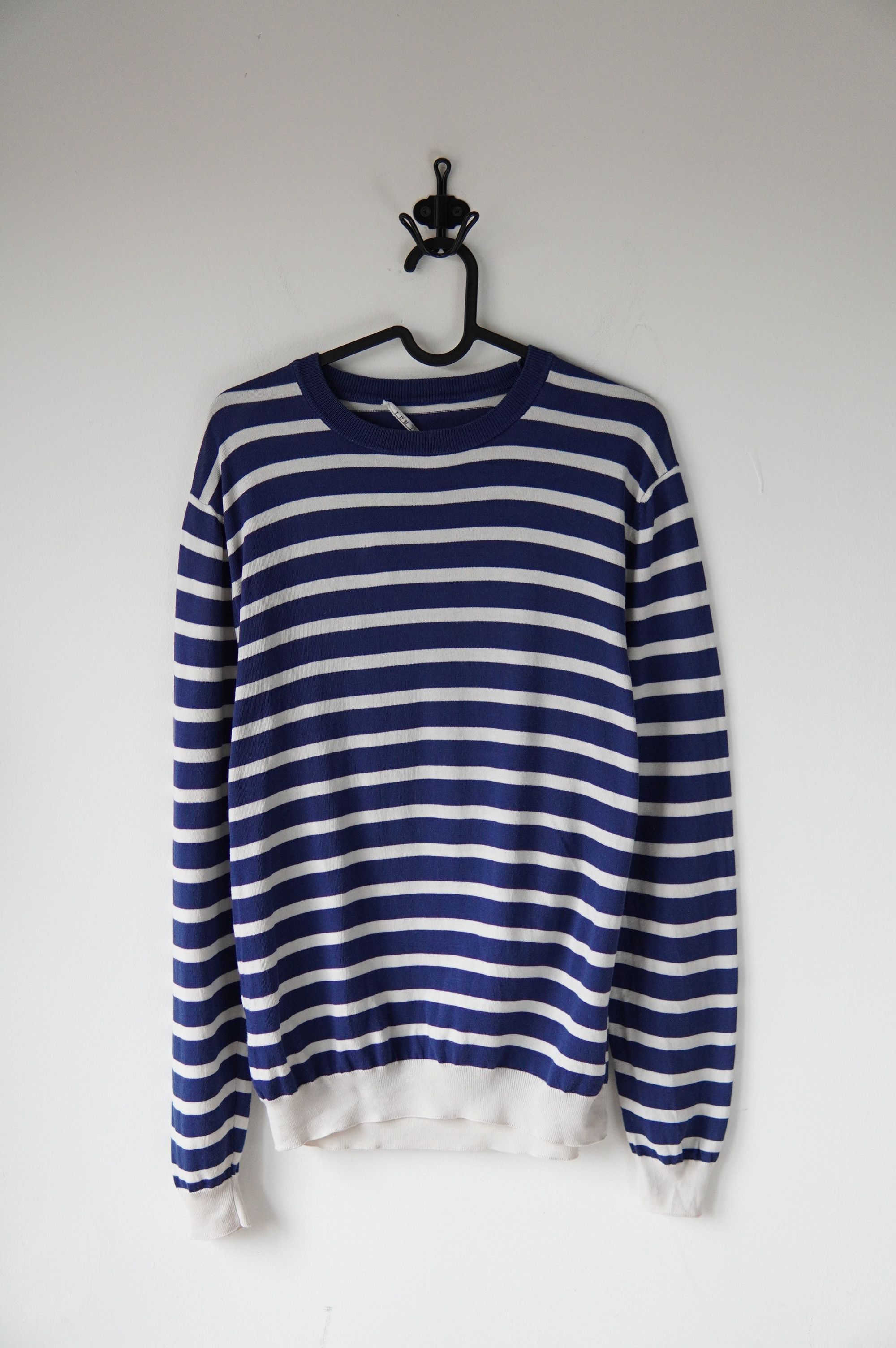 L.B.M. 1911 L.B.M. 1911 Men's Blue Cream Striped Long Sleeve Knit Shirt Size US S / EU 44-46 / 1 - 2 Thumbnail