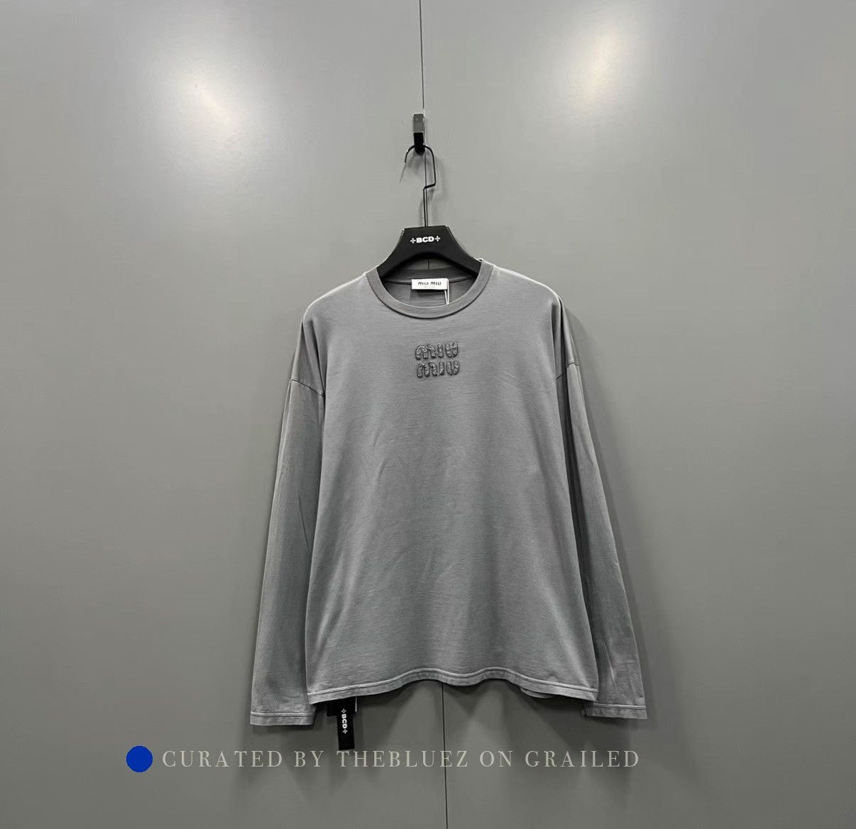 Miu Miu Light Gray Embroidered Logo Long Sleeve Top Size US S / EU 44-46 / 1 - 1 Thumbnail