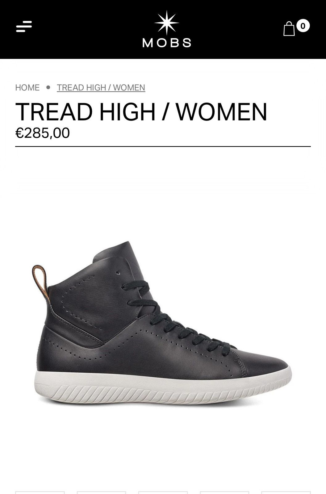 Other MOBS Black Leather Tread High-Top Sneakers SZ 8. Retail $330 Size US 8 / IT 38 - 11 Thumbnail