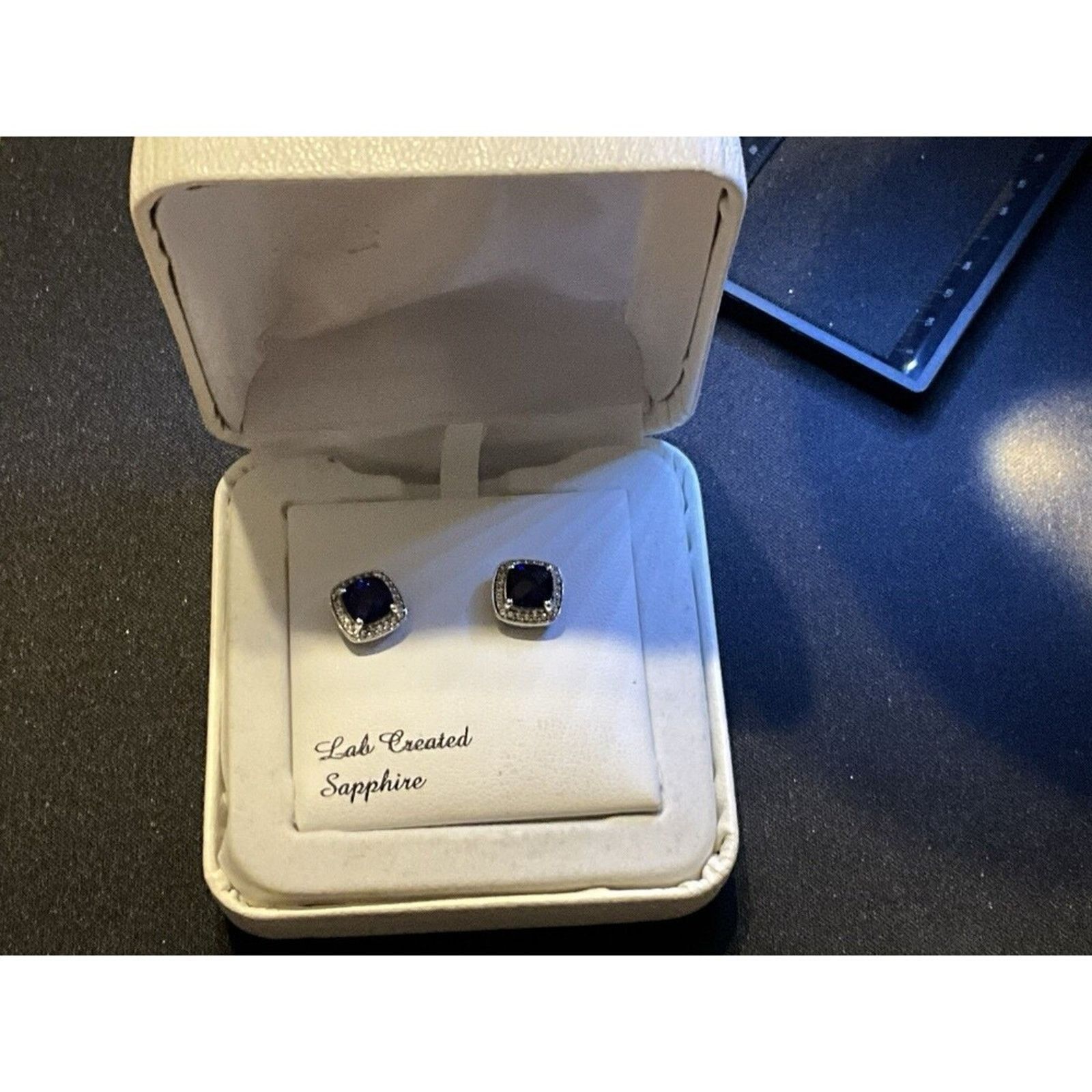 Kohl's Sapphire Earrings, Lab Created, Sterling Silver Size ONE SIZE - 5 Thumbnail
