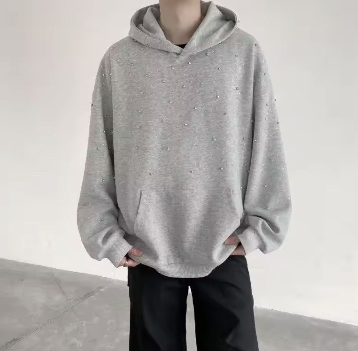 Rhinestone Star Hoodie -Y2K Streetwear Starry Night Graphic