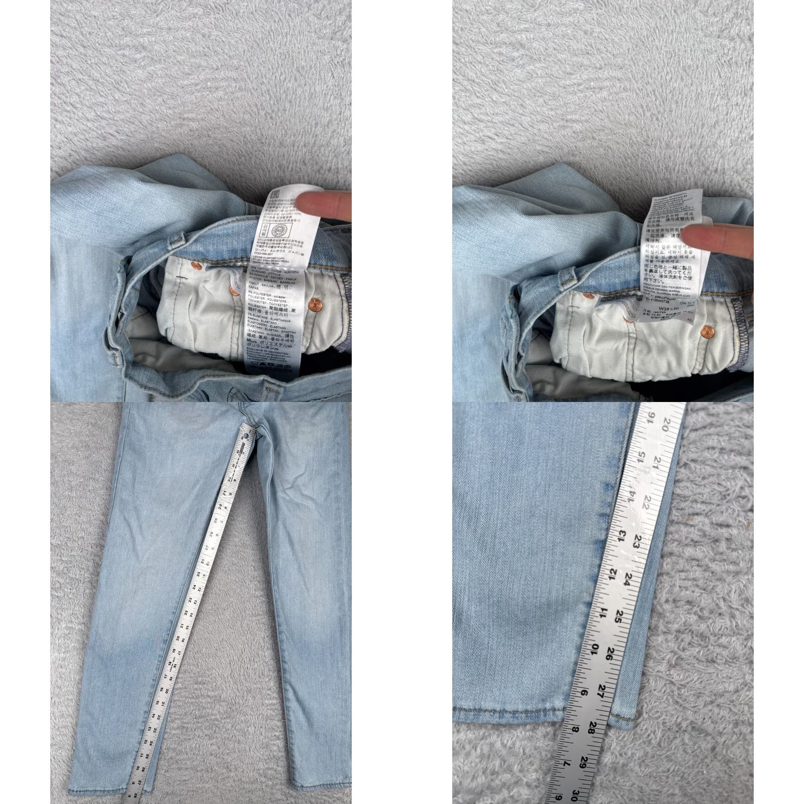 Levi's VINTAGE Levi's 512 Jeans Men 29x28 Blue Denim Light Wash 27x28 Slim/Stretch 5-Pocket Distressed Cotton Blend Cotton Brand: Levi's 500 Series Retro Size US 29 - 8 Thumbnail