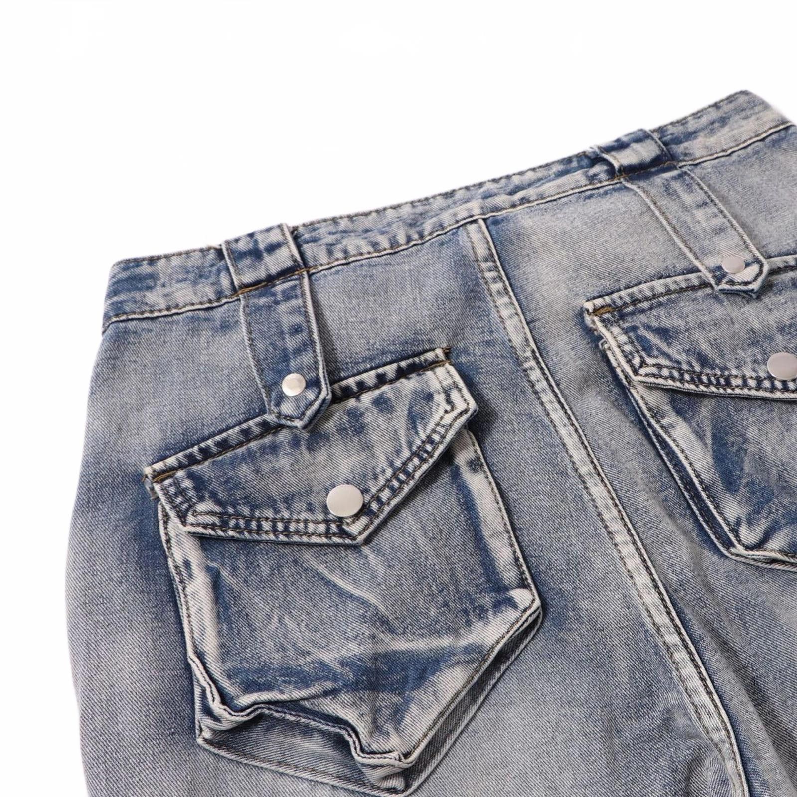 Japanese Brand Black Wide Leg Cargo Denim Pants, Baggy Cargo Jeans Size US 28 / EU 44 - 5 Thumbnail