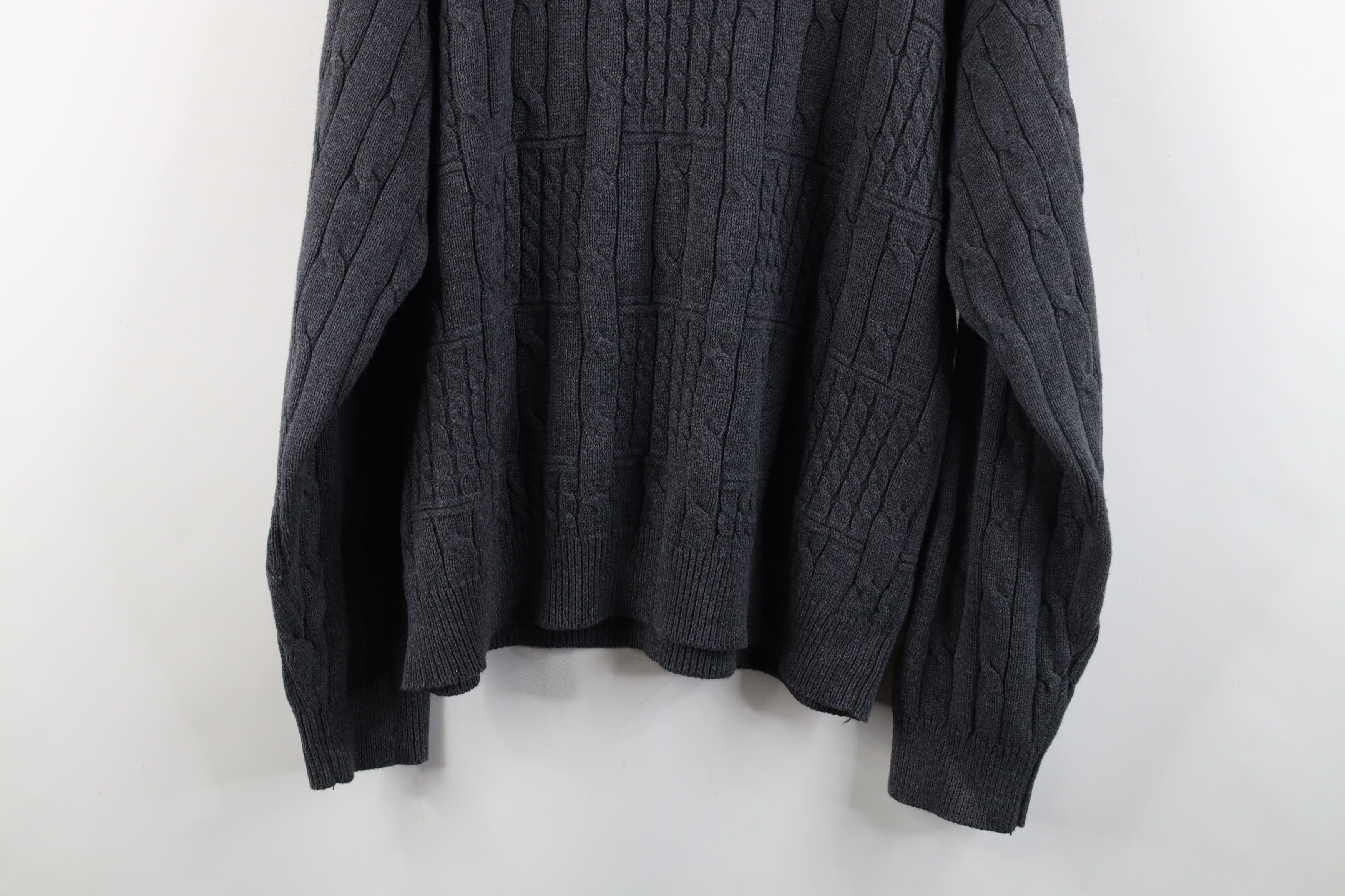 Vintage Vintage 90s Streetwear Checkered Cable Knit Sweater Gray Size US L / EU 52-54 / 3 - 8 Thumbnail