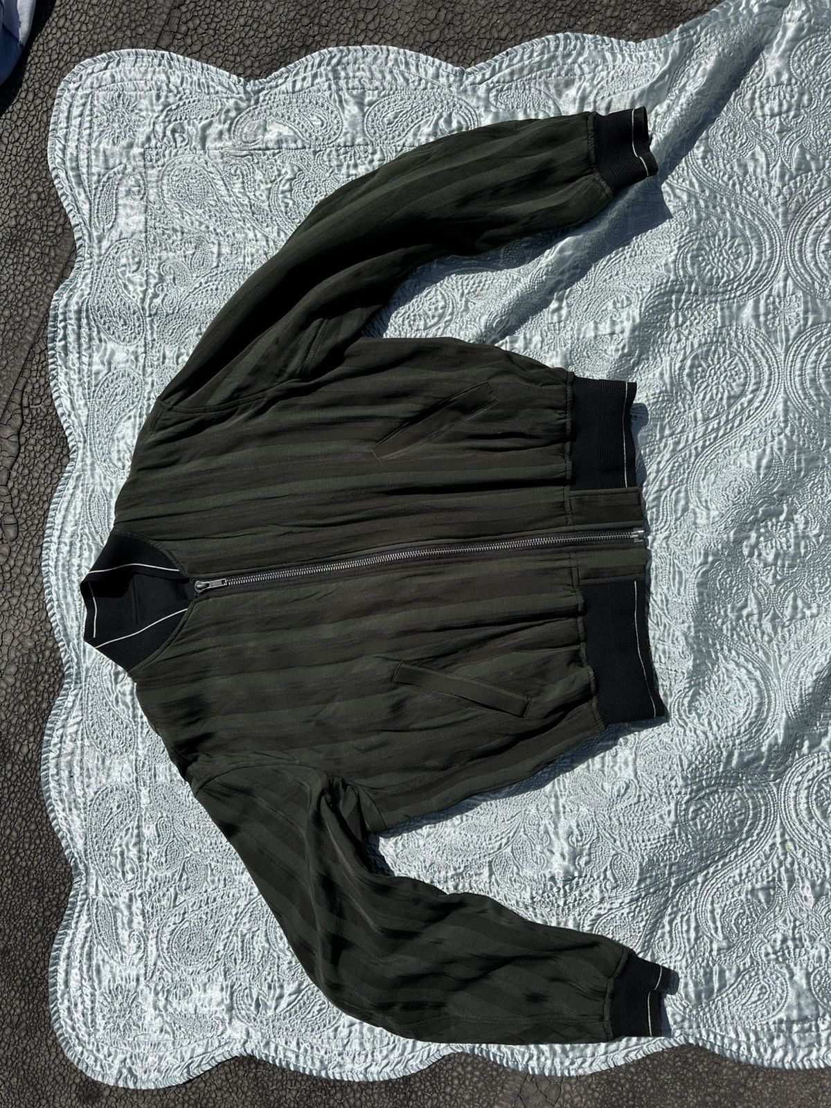 Haider Ackermann Haider Ackermann Green Stripe Bomber Jacket Size US M / EU 48-50 / 2 - 2 Thumbnail