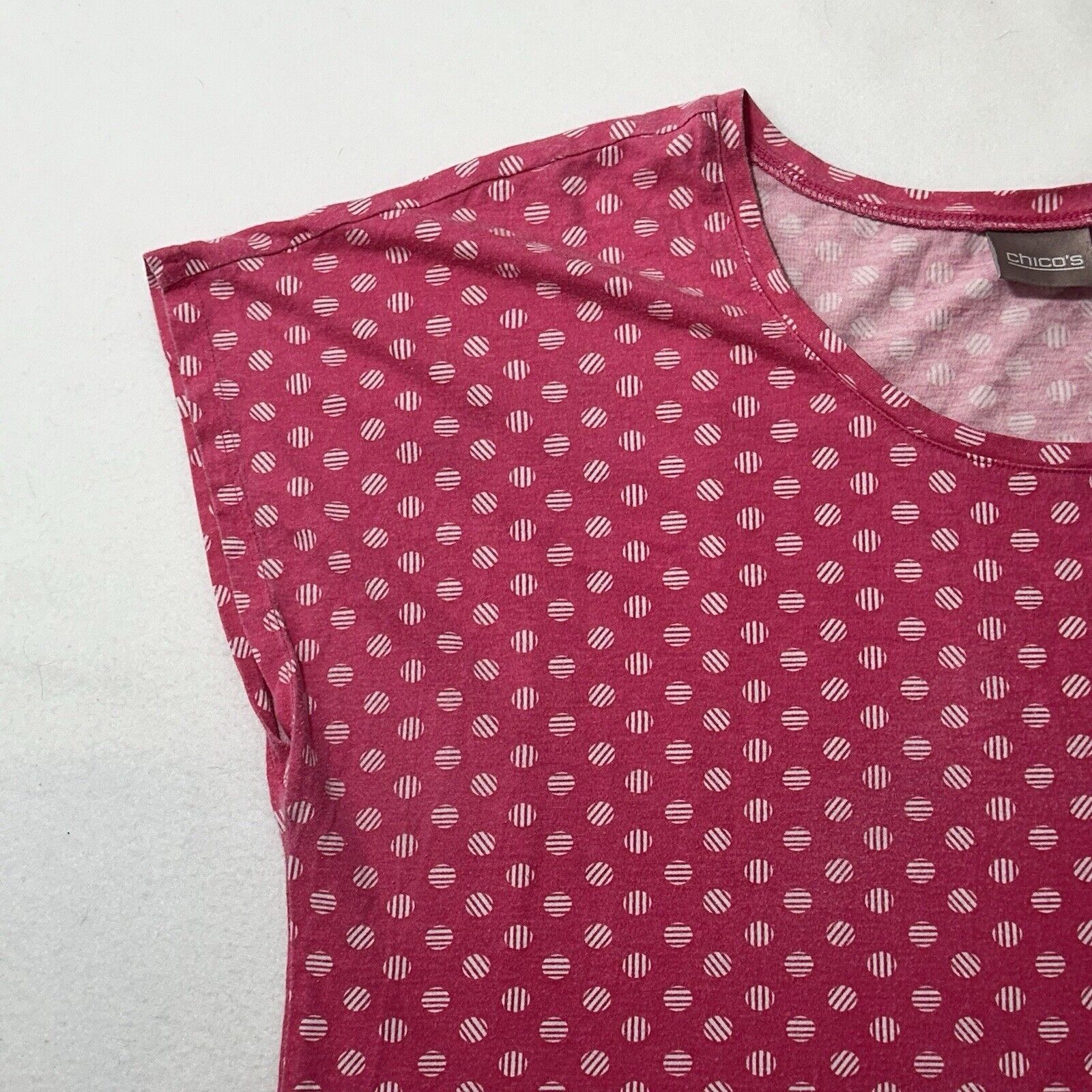 Chicos Chico's XL Pink Polka Dot Lightweight Pullover T Shirt Size XL / US 12-14 / IT 48-50 - 3 Thumbnail