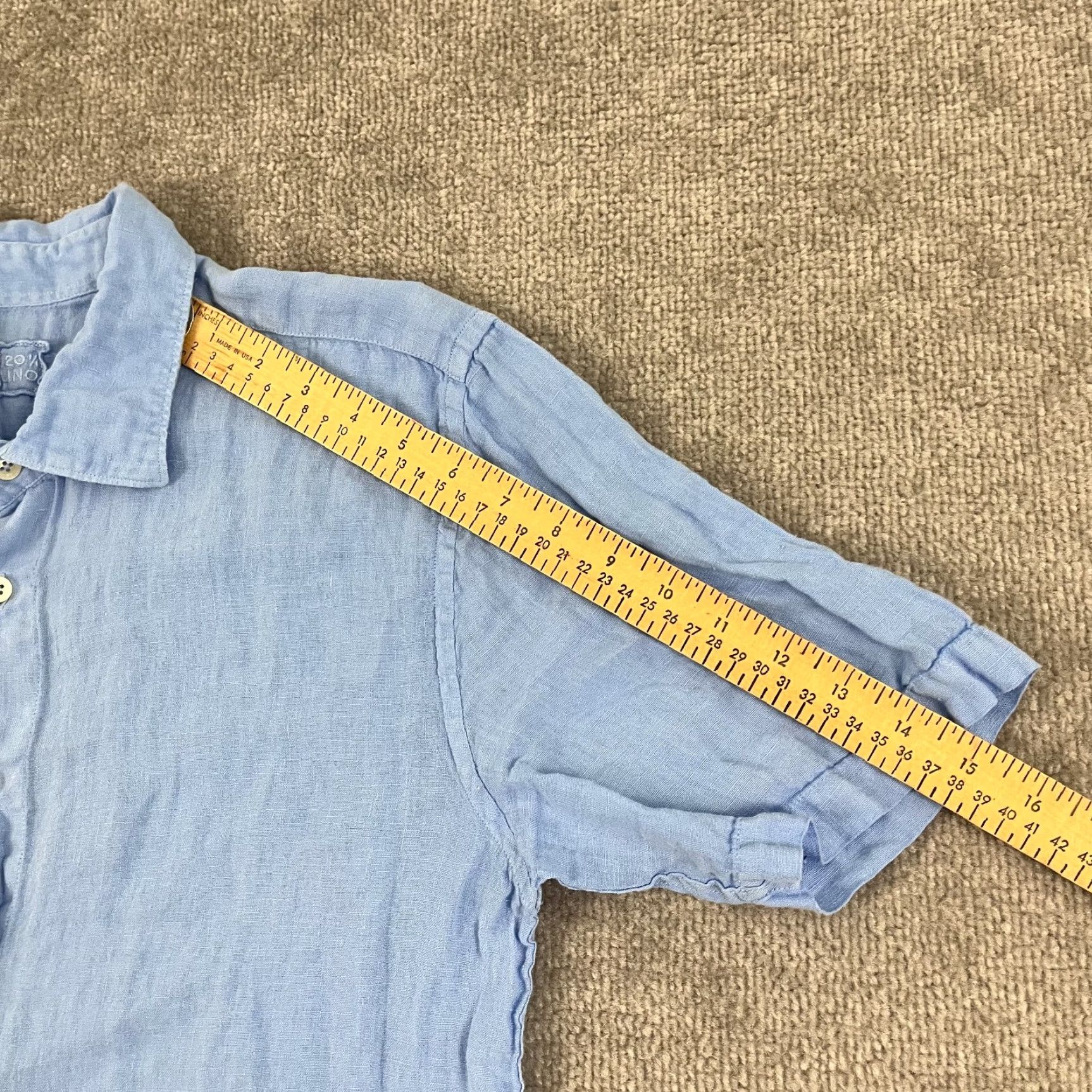 120% Lino VINTAGE 120% Lino Shirt Men Medium Blue Linen Button Up Casual Summer Preppy Size US M / EU 48-50 / 2 - 6 Thumbnail