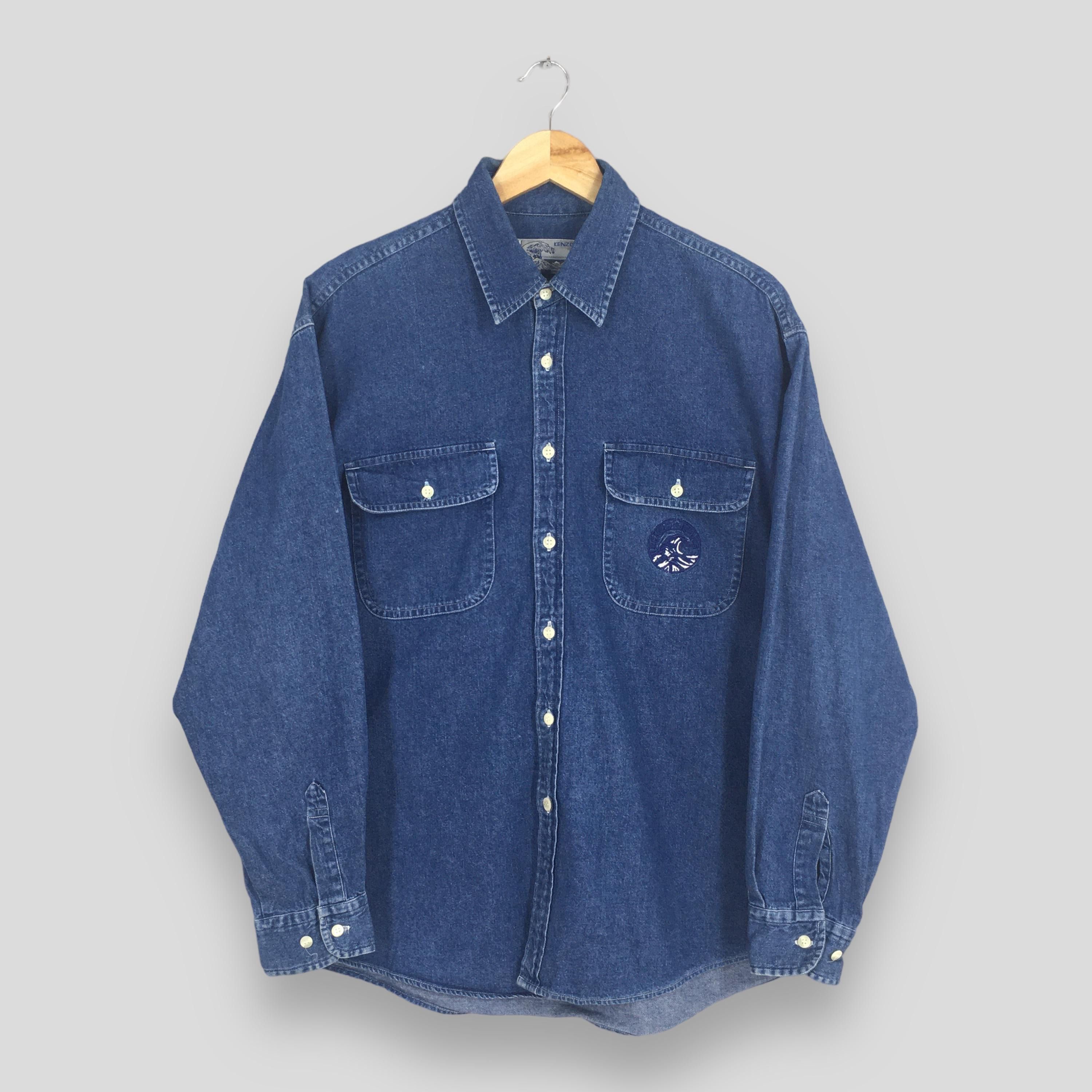 Kenzo × Vintage Vintage Kenzo Jeans Blue Chambray Button Up Shirt Medium Size US M / EU 48-50 / 2 - 1 Thumbnail