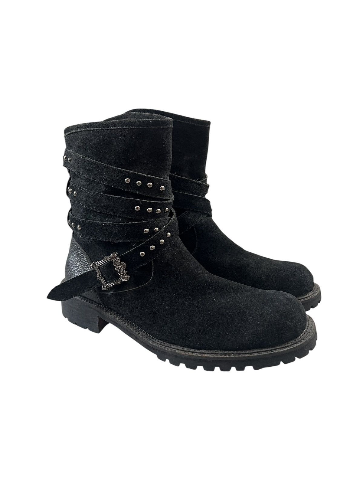 Buffalo Bobs Studded Suede Leather Strap Boots