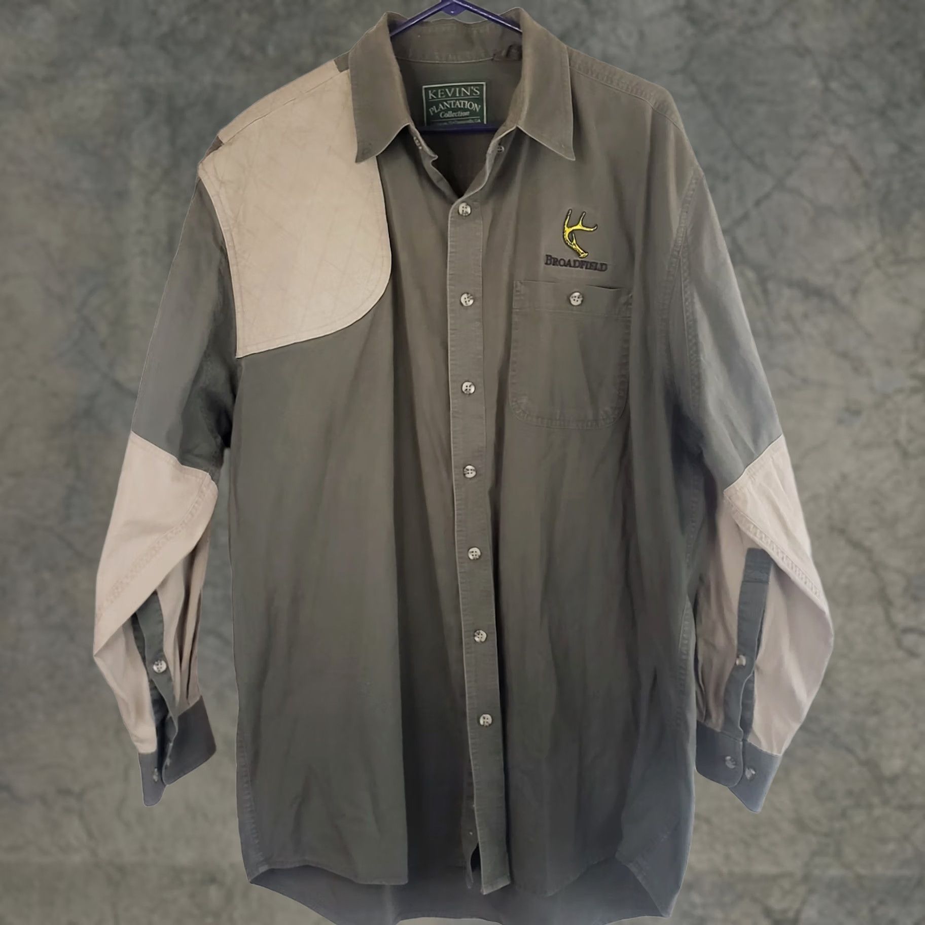 Vintage VINTAGE Kevin's Plantation Collection Shooting Shirt Mens XL Green Tan Padded Shoulder Size US XL / EU 56 / 4 - 1 Preview