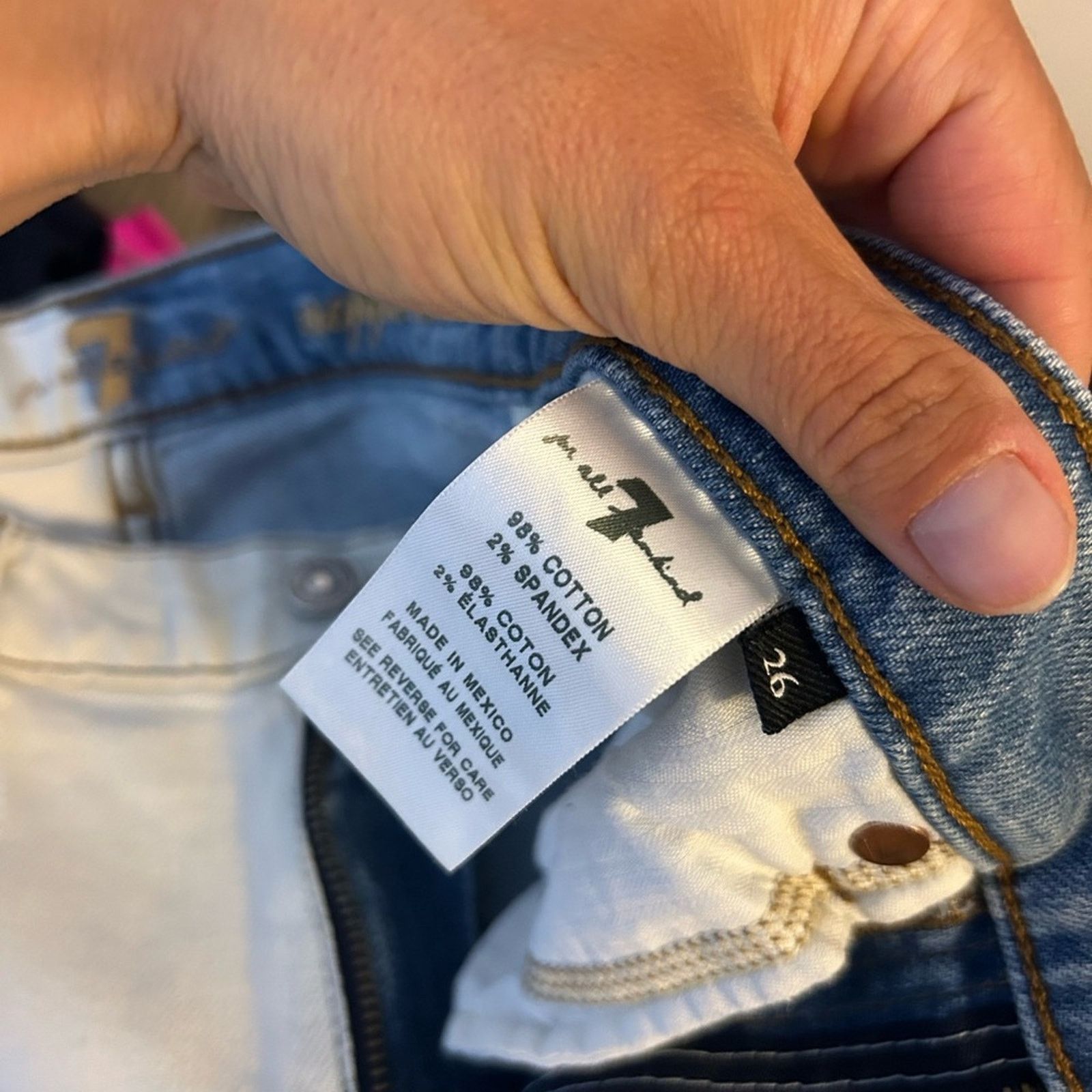 7 For All Mankind 7FAM Two-Toned Alexa Cropped Wide Leg Jeans Size 26" / US 2 / IT 38 - 4 Thumbnail