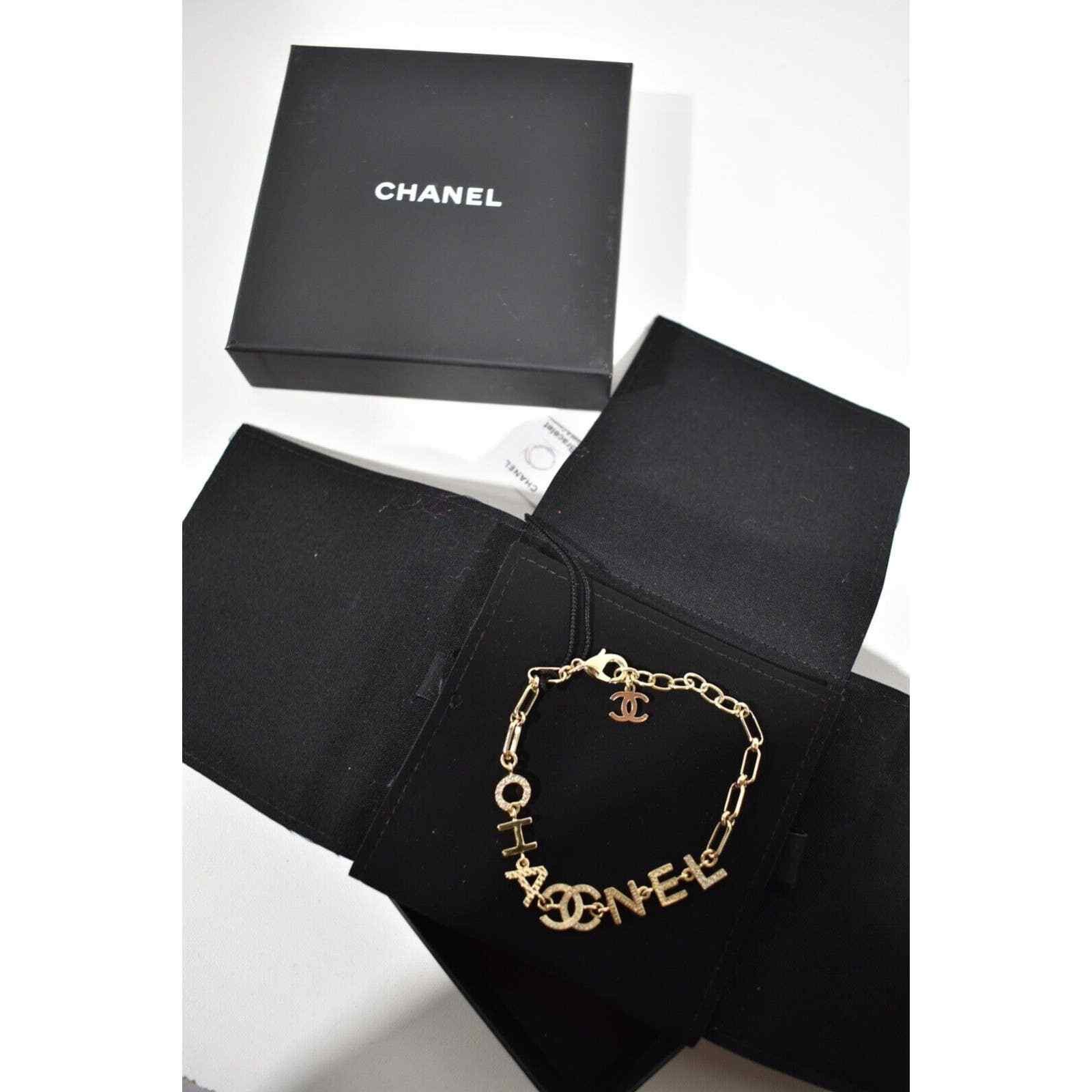 Chanel Chanel 22P Gold Chain Link Crystal Runway Arm Bracelet Size ONE SIZE - 2 Thumbnail