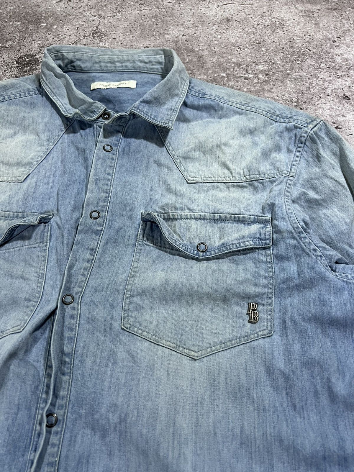 Balmain Vintage Pierre Balmain Denim Button-Up Shirt Long Sleeve Size US L / EU 52-54 / 3 - 6 Thumbnail