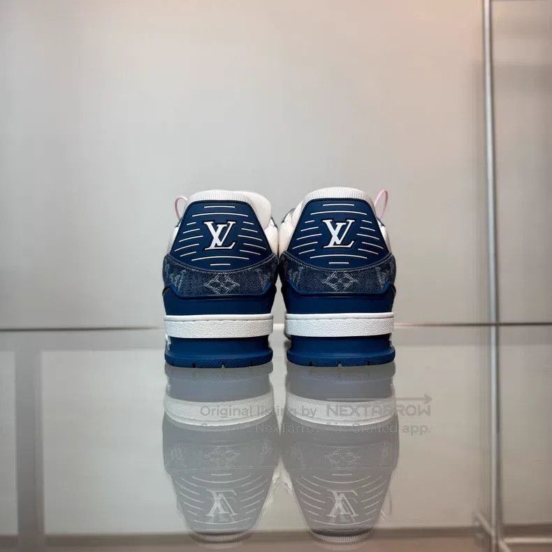 Louis Vuitton Louis Vuitton Trainer 24 White and Blue Denim shoes Size US 7 / EU 40 - 4 Thumbnail