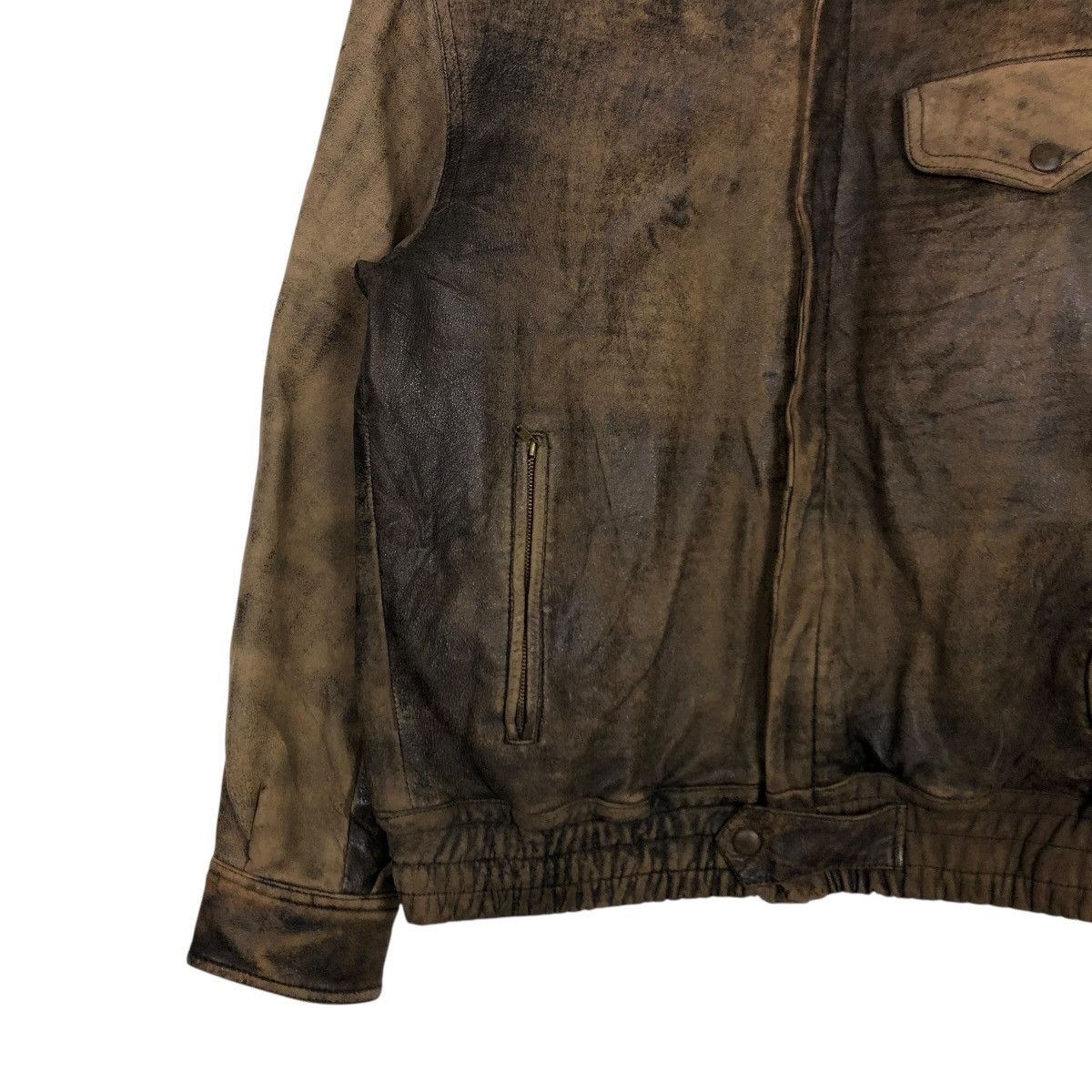 Japanese Brand 🔥VINTAGE FLY BOMBER LEATHER JACKET ROBO MILANO ISSEY MIYAKE Size US M / EU 48-50 / 2 - 6 Thumbnail