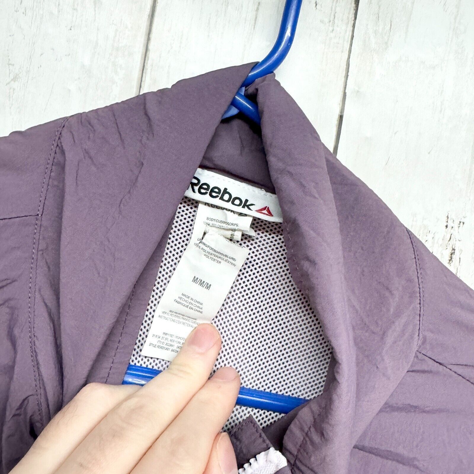 Reebok Reebok Jacket M Purple Zip Up Windbreaker Hooded Rain Jacket Size M / US 6-8 / IT 42-44 - 2 Thumbnail