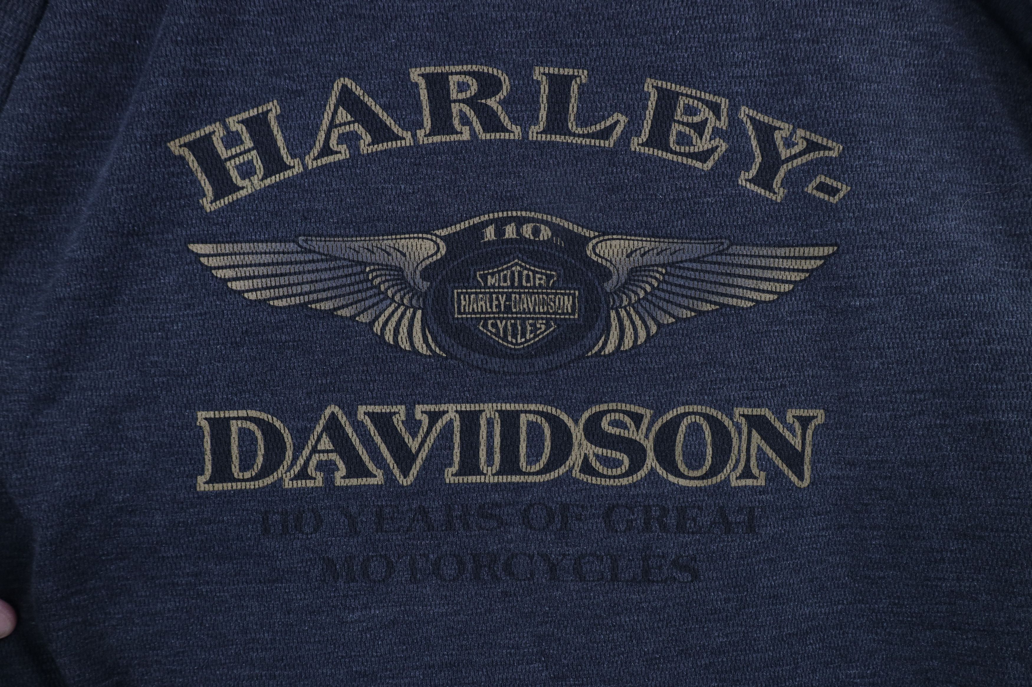 Harley Davidson Vintage Harley Davidson Waffle Knit Long Sleeve T-Shirt Gray Size US XL / EU 56 / 4 - 4 Thumbnail