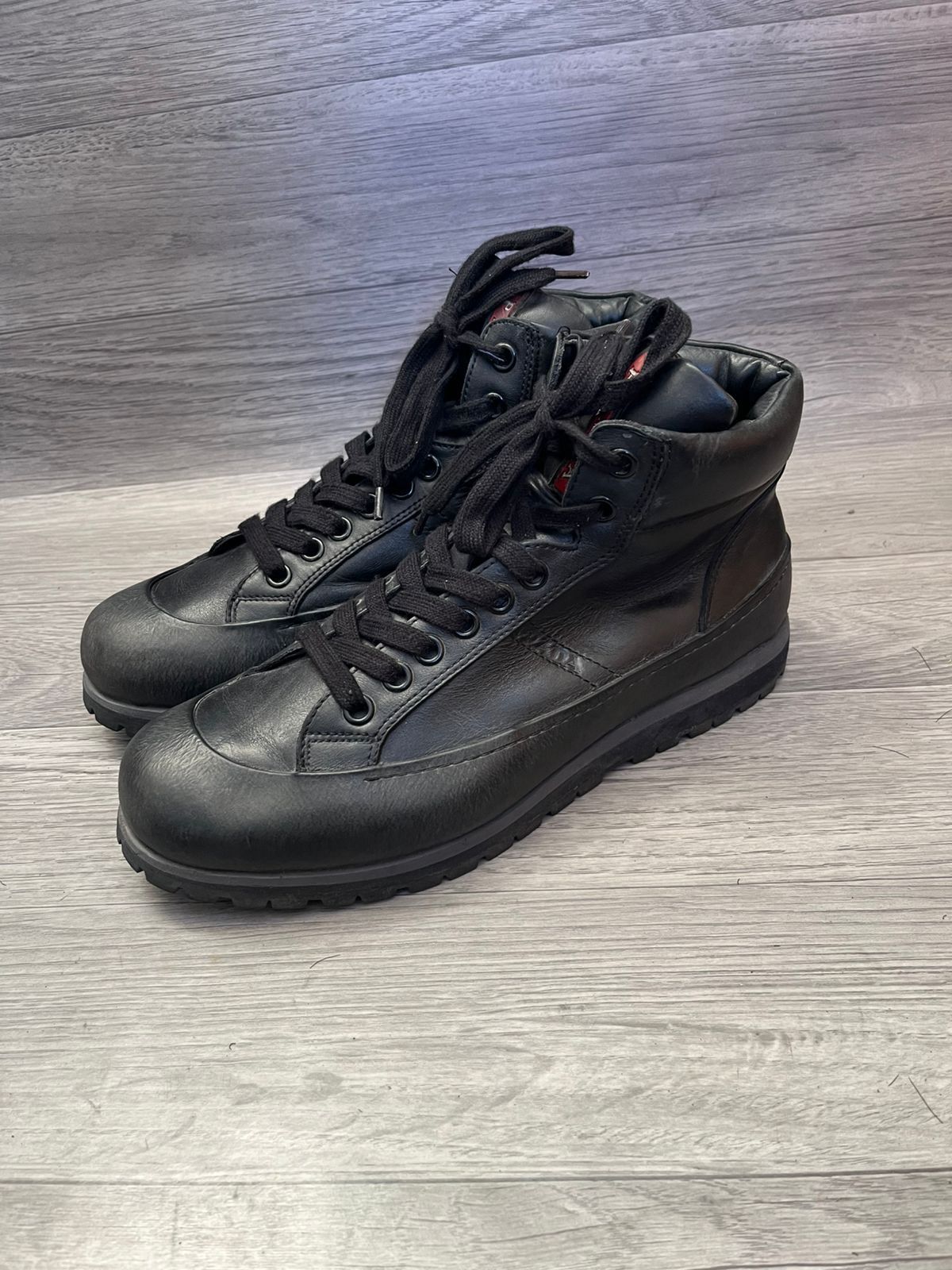 Prada Prada Hi Top Sneakers Rubber Toe Shoes Sz 6 UK Size US 7 / EU 40 - 1 Thumbnail