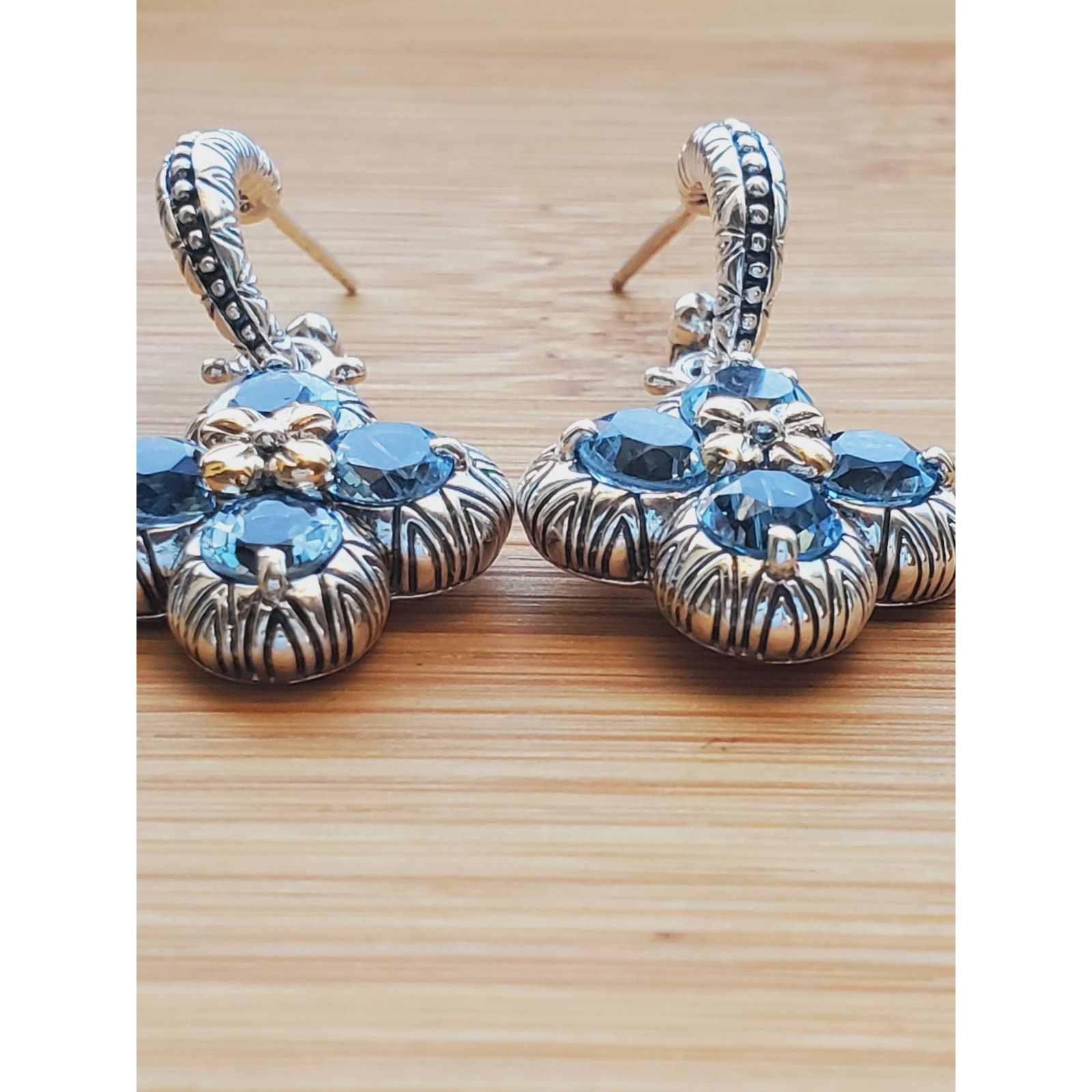 Jewelry Barbara Bixby Blue Topaz Flower Shepherds Hook Earrings Size ONE SIZE - 4 Thumbnail