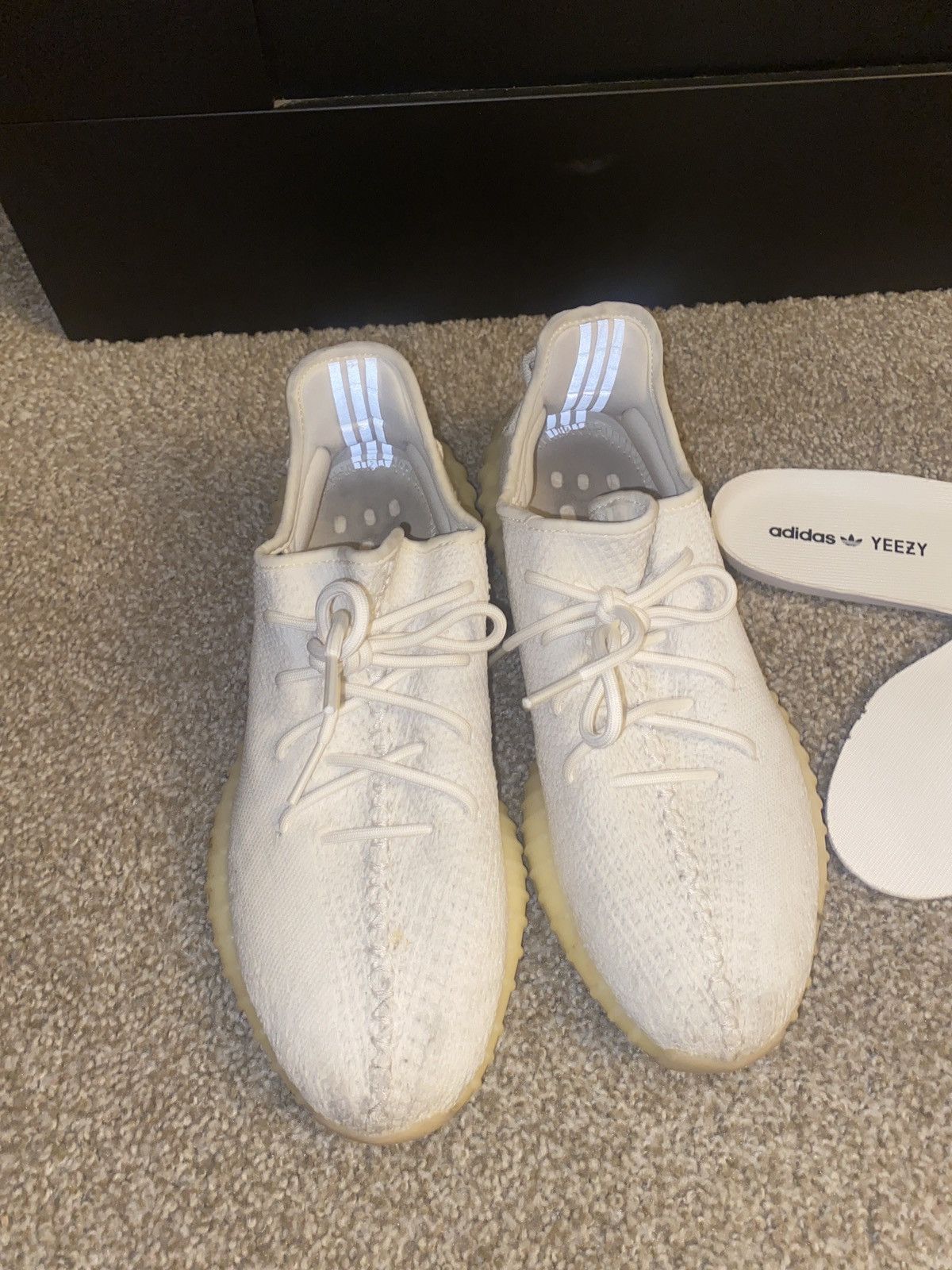 Adidas Adidas Yeezy Boost 350 V2 Cream Triple Core White Sz 12 Size US 12 / EU 45 - 3 Thumbnail