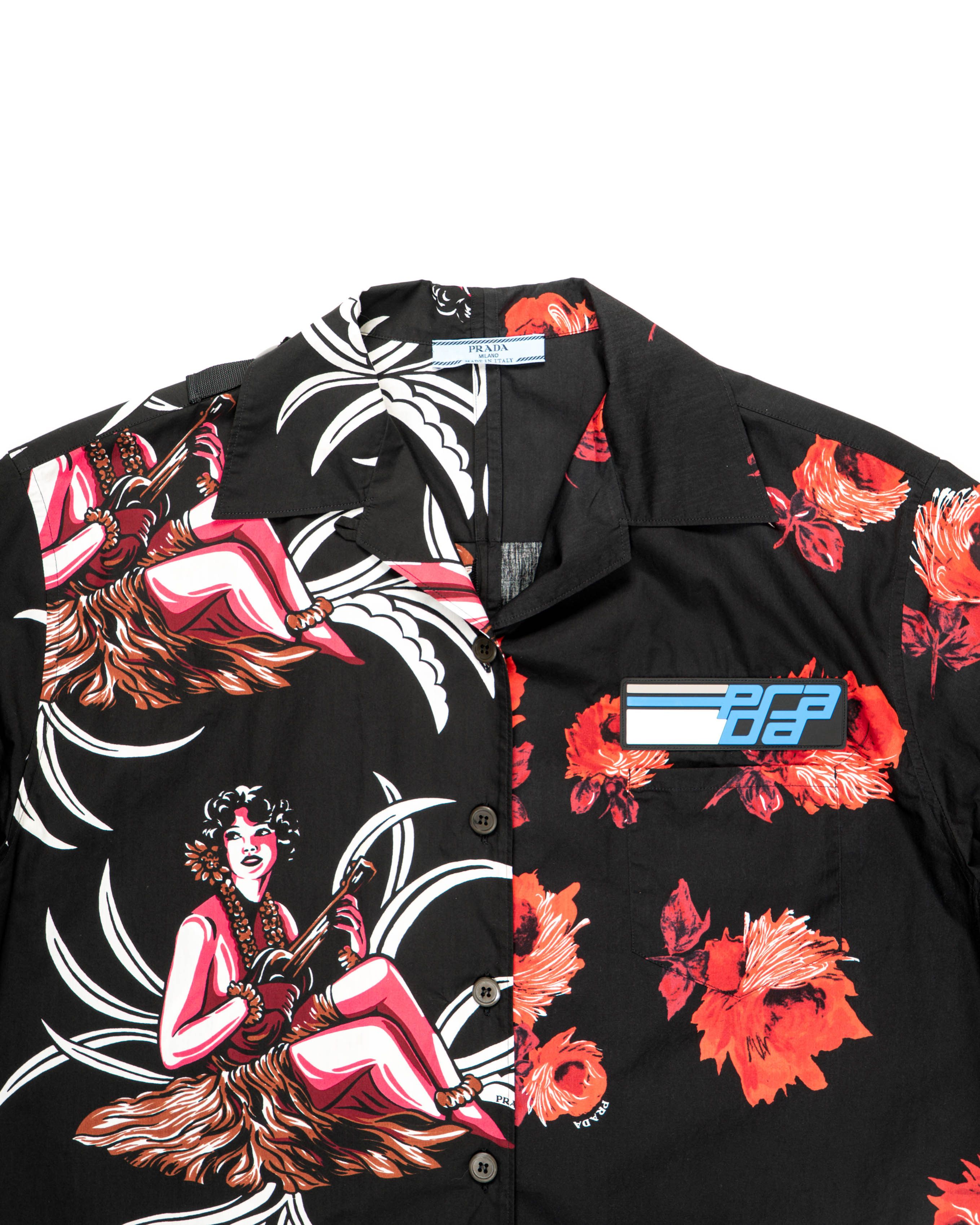 Prada FW18 Double Match Shirt with Rubber Logo in Cotton Size US L / EU 52-54 / 3 - 8 Thumbnail