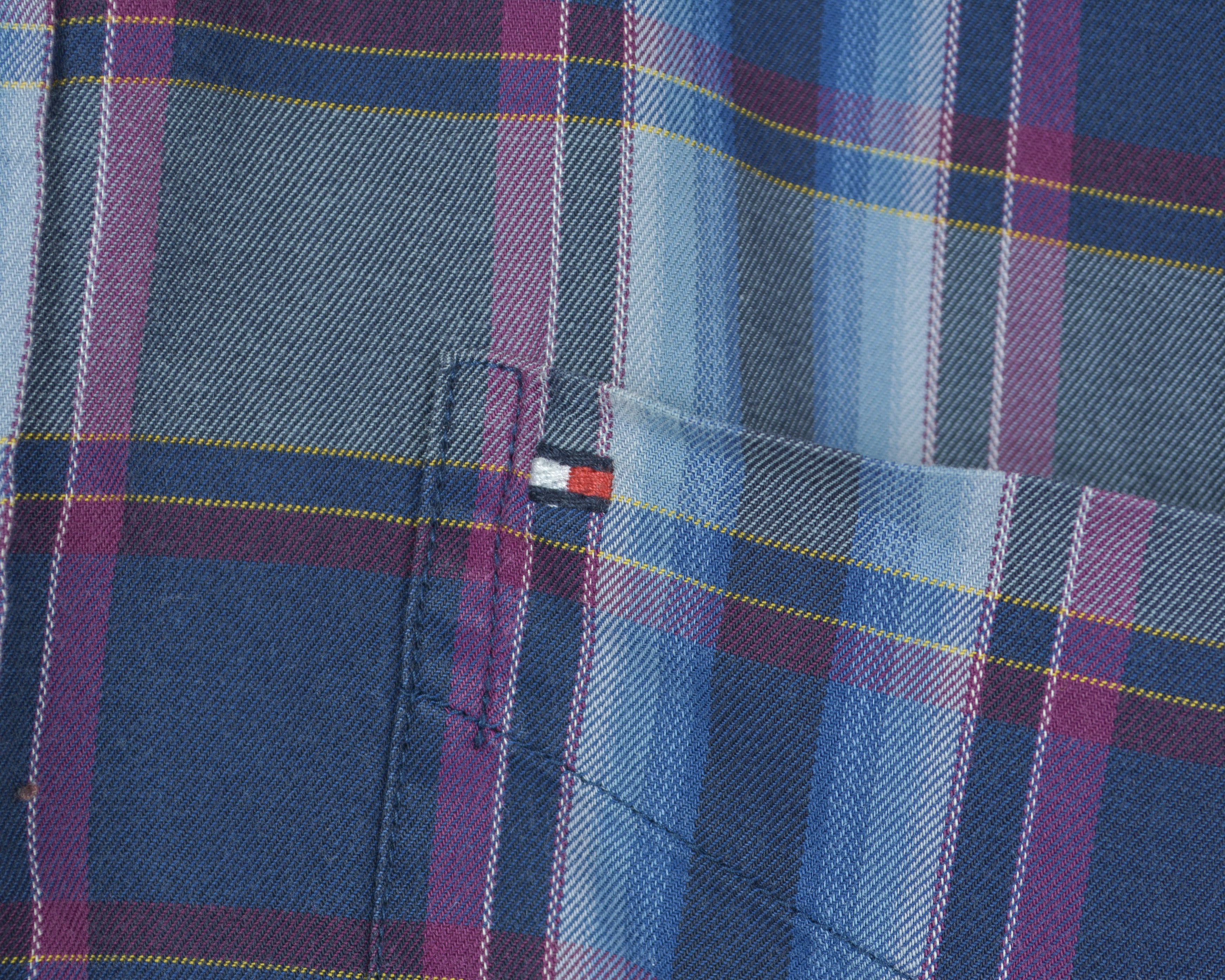 Tommy Hilfiger Casual Shirt Long Sleeved Button Check Plaid Purple Formal Size US L / EU 52-54 / 3 - 5 Thumbnail
