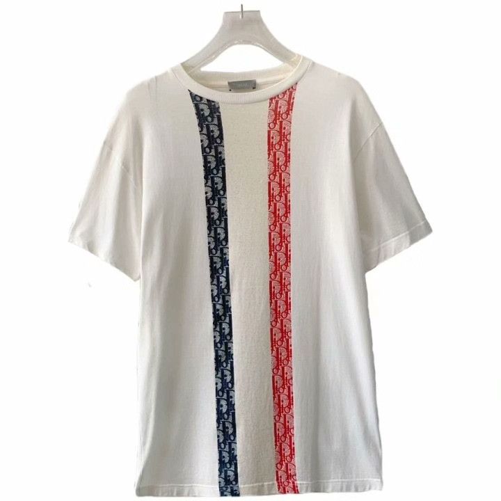 Dior Dior White Vertical Stripe Logo T-shirt Size XS / US 0-2 / IT 36-38 - 1 Thumbnail