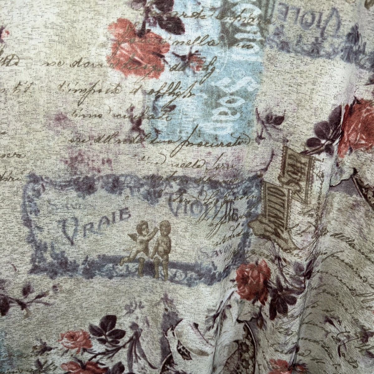 Japanese Brand × Vintage Y2K MESH TOP BLOUSE 2000s renaissance angels medieval print Size L / US 10 / IT 46 - 3 Thumbnail