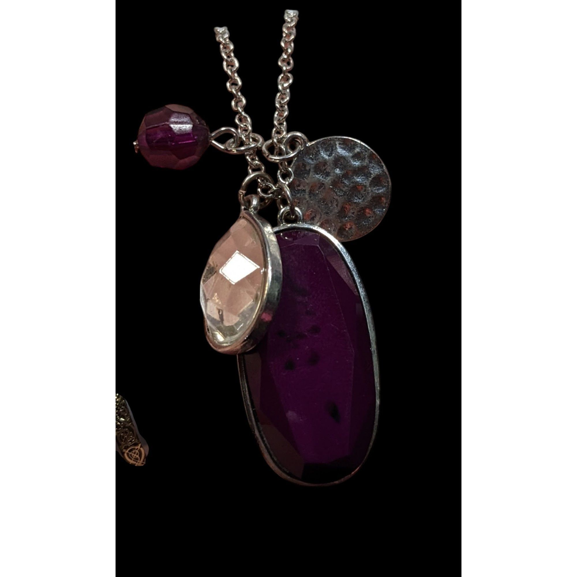 Other Charming Charlie Purple And Silver Tone Charm Cluster Pendan Size ONE SIZE - 4 Thumbnail