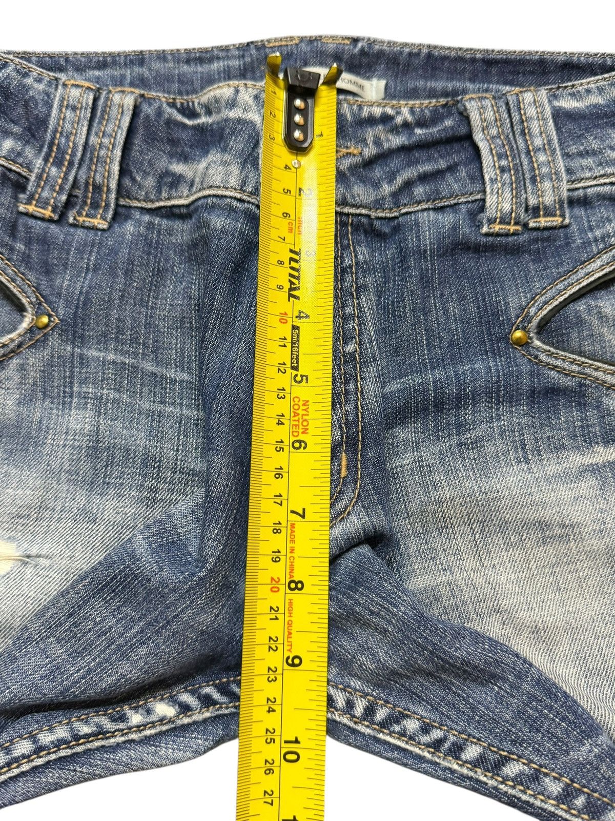 If Six Was Nine Vintage Michel Klein Blue Faded Wash Distress Wide Leg Flare Size US 30 / EU 46 - 15 Thumbnail