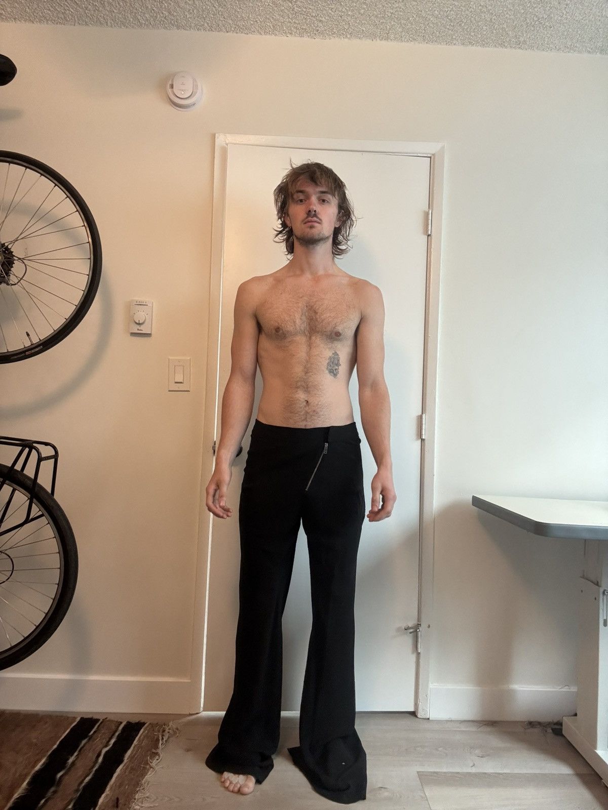 Rick Owens Rick Owens Mainline 2009 Black Viscose Flare Trousers IT 46 Size 32" / US 10 / IT 46 - 1 Thumbnail