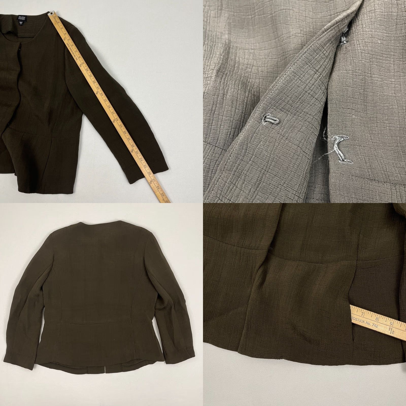 Eileen Fisher Eileen Fisher Cardigan Jacket Womens M Brown Silk Blend Sponge Pockets Blazer Size M / US 6-8 / IT 42-44 - 8 Thumbnail