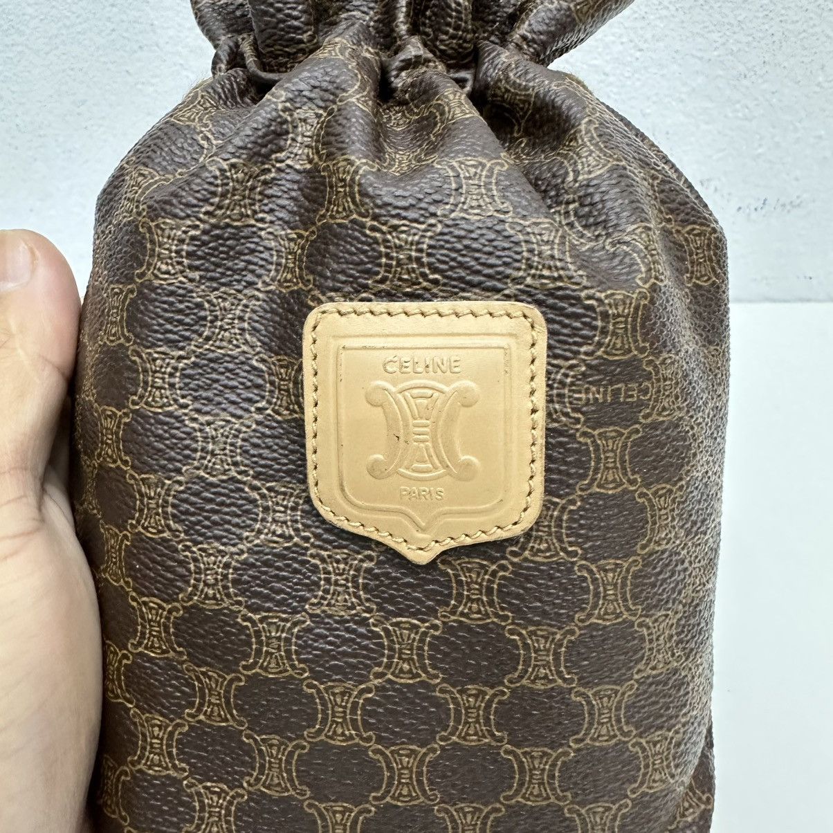 Celine ‼️LASTDROP‼️ VINTAGE CELINE MACADAM DRAWSTRING POUCH BAG Size ONE SIZE - 6 Thumbnail