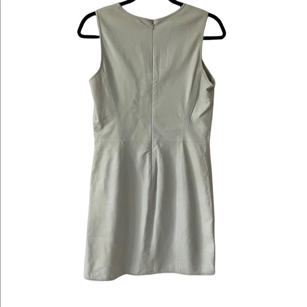 Olivier Theyskens THEYSKENS' THEORY Green Leather Sleveless Dimo Mini Dress Size S / US 4 / IT 40 - 5 Thumbnail