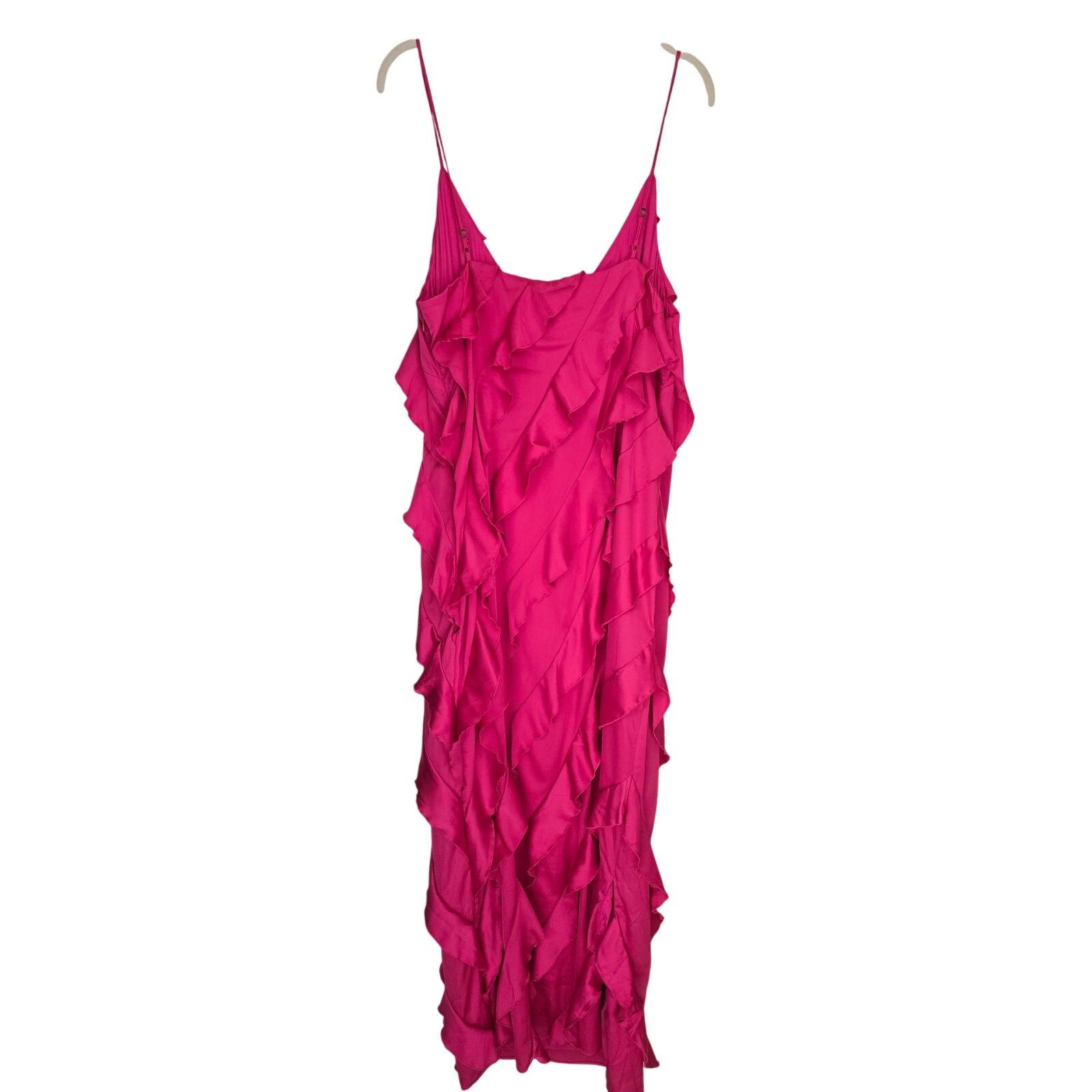Anthropologie NWT Bias-Cut Ruffled Midi Dress $198 X-LARGE Pink V-neck Size XL / US 12-14 / IT 48-50 - 6 Thumbnail