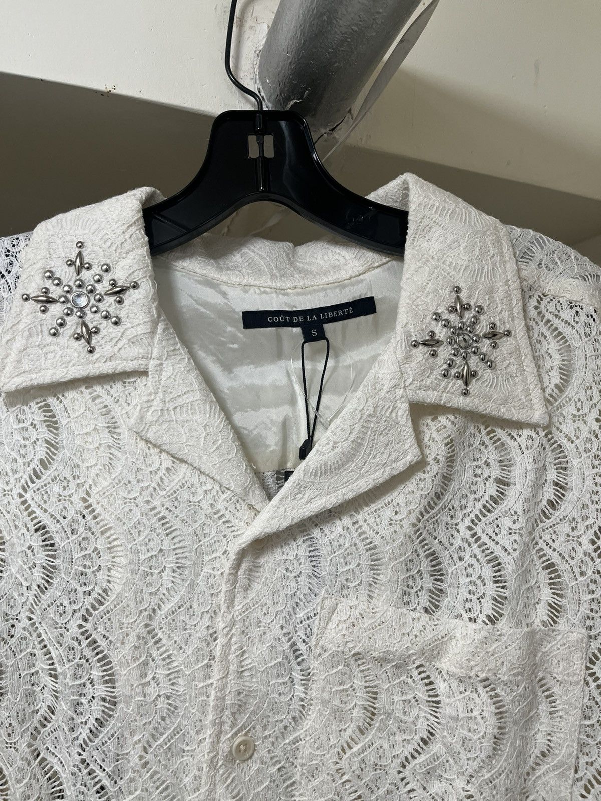 Cout de la Liberte Robbie Embellished Lace Bowling Shirt Sz Small Size US S / EU 44-46 / 1 - 4 Thumbnail