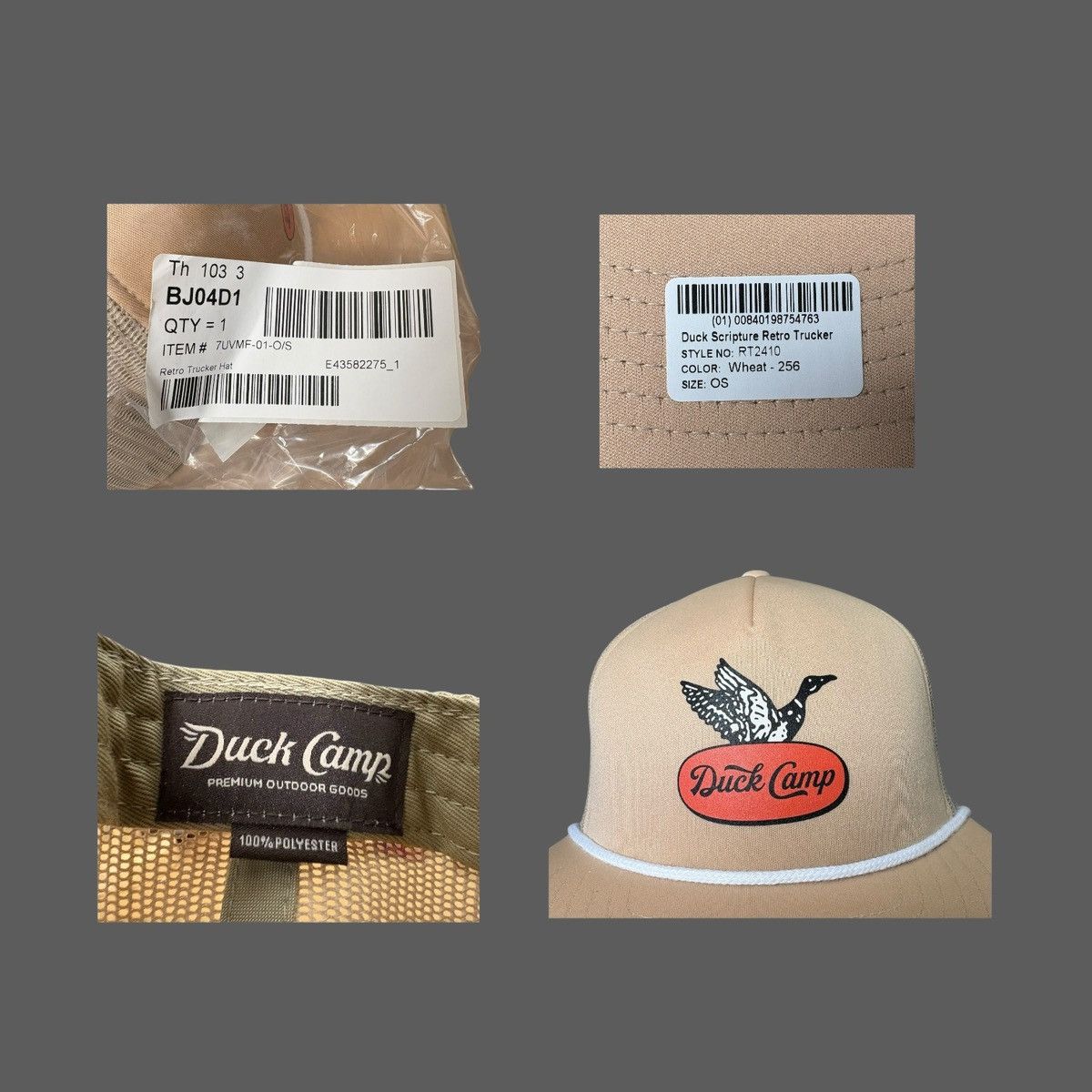 Other Duck Camp Men’s Beige Retro Trucker Hat Sz OS Size ONE SIZE - 12 Thumbnail