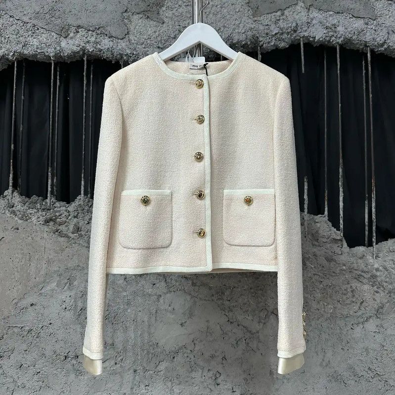 Miu Miu Miu Miu Spring Autumn Beige Women's Jacket 0089 Size ONE SIZE - 1 Thumbnail