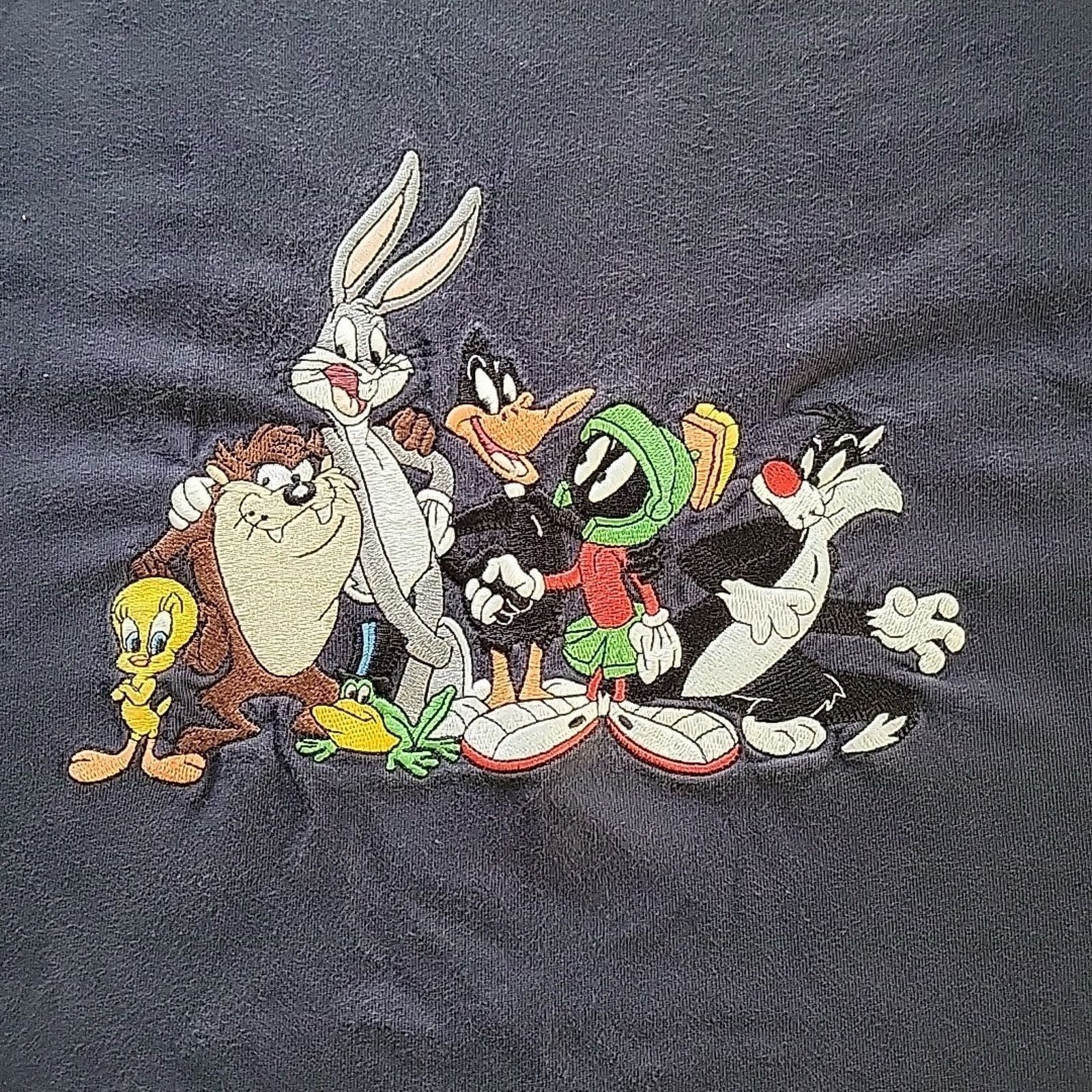 Warner Bros 1997 T-Shirt Warner Bros Embroidered Looney Tunes Blue LG Size US L / EU 52-54 / 3 - 1 Thumbnail